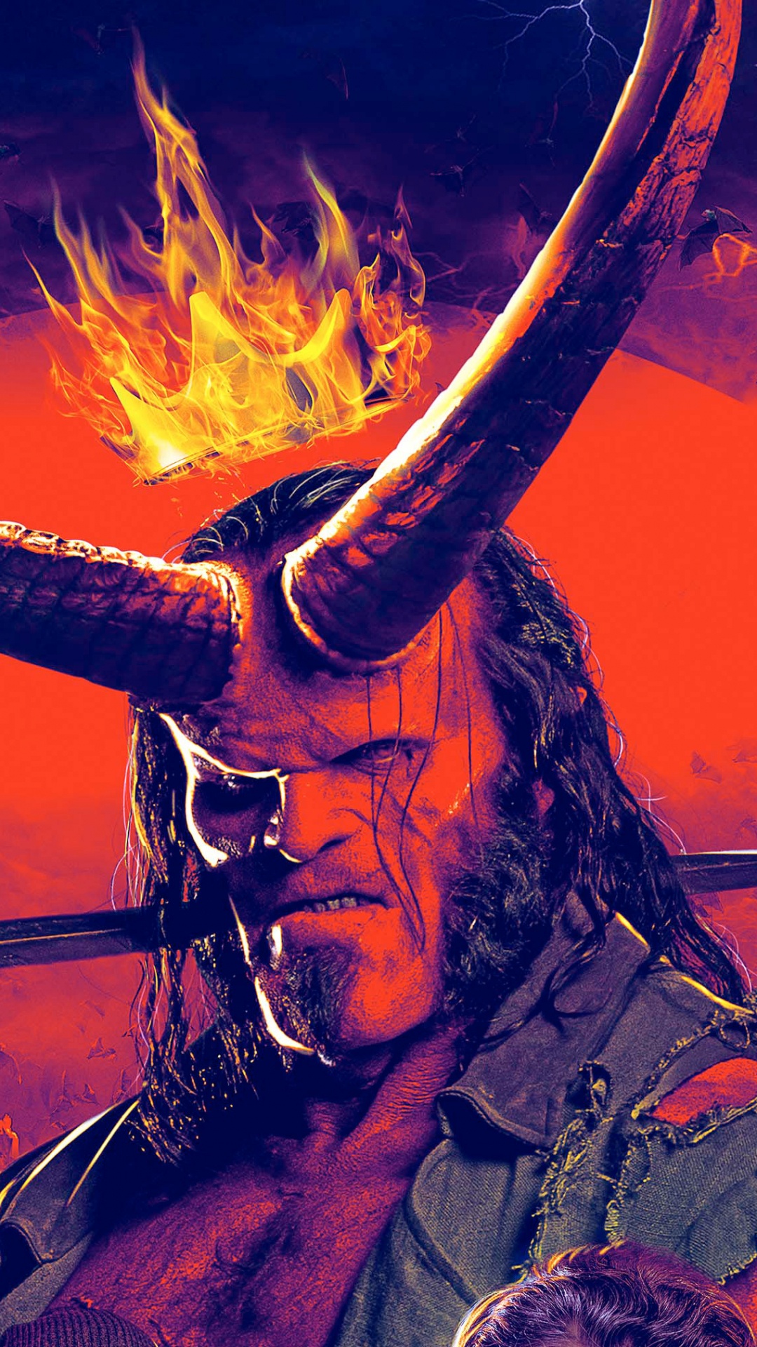 Обои Хеллбой 2019, демон, рог, иллюстрация, компьютерная игра в разрешении 1080x1920