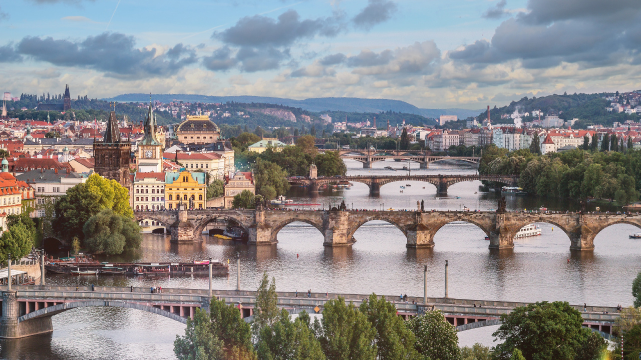 Обои Отель Прага, мост, арочный мостик, реки, город в разрешении 1280x720