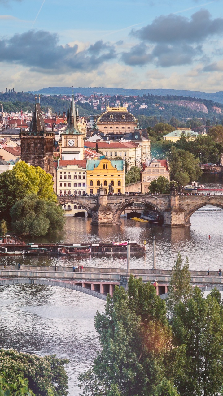Обои Отель Прага, мост, арочный мостик, реки, город в разрешении 720x1280