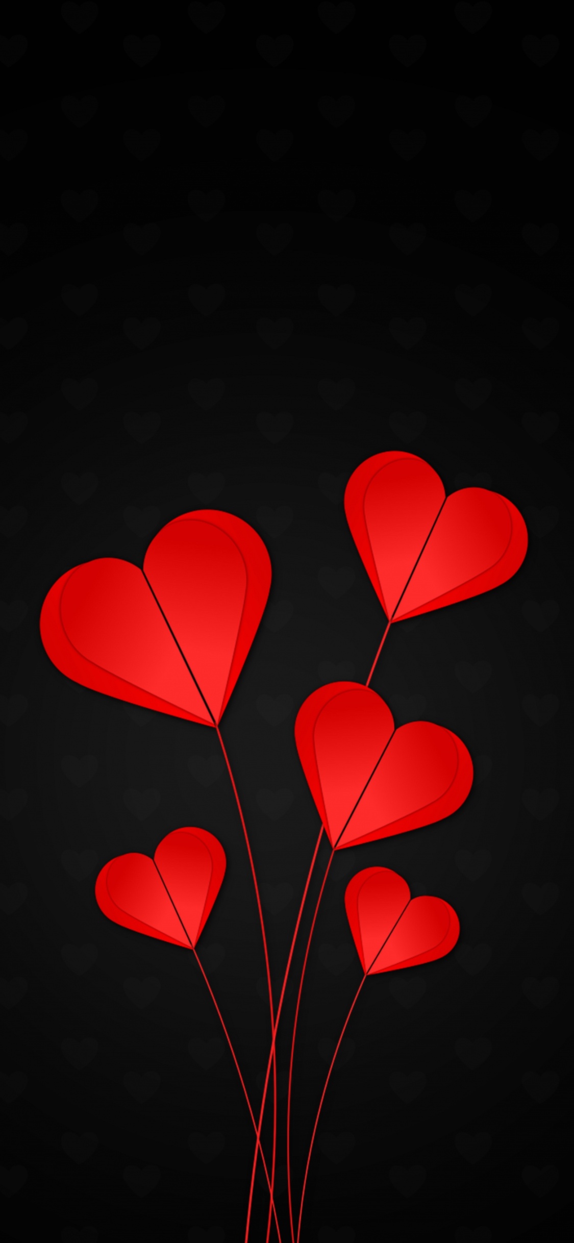 Обои сердце, красный цвет, лепесток, любовь, День Святого Валентина в разрешении 1125x2436