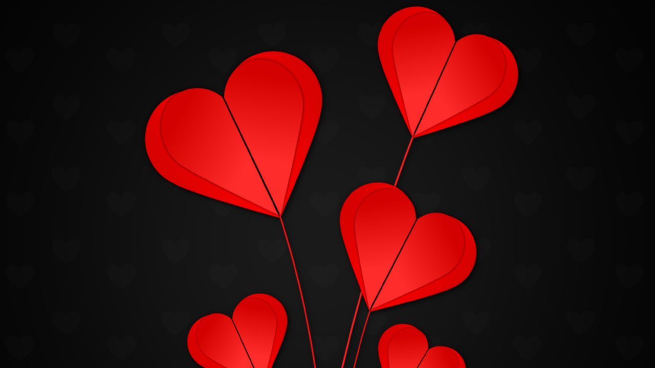 Обои сердце, красный цвет, лепесток, любовь, День Святого Валентина в разрешении 1280x720