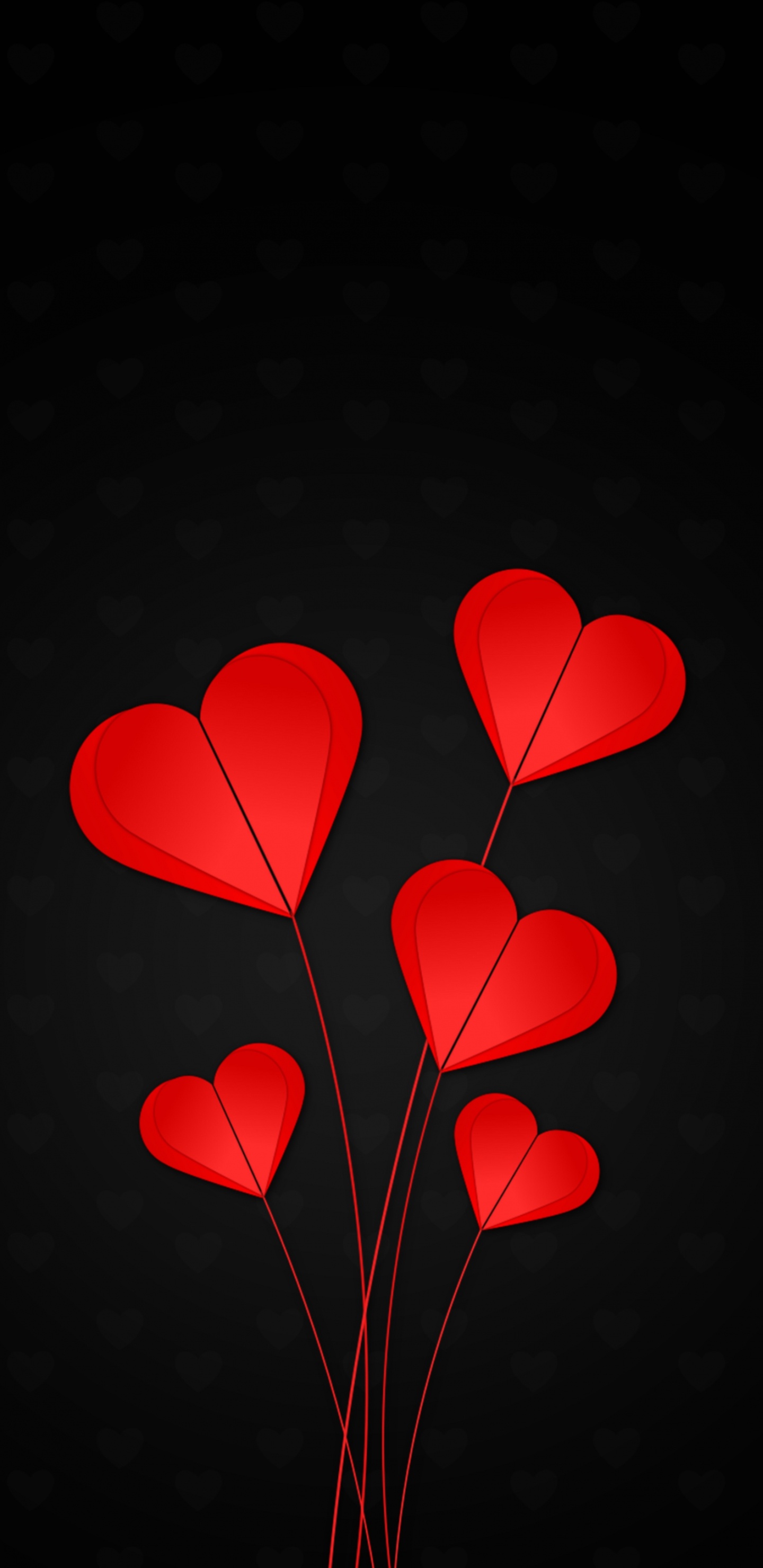 Обои сердце, красный цвет, лепесток, любовь, День Святого Валентина в разрешении 1440x2960