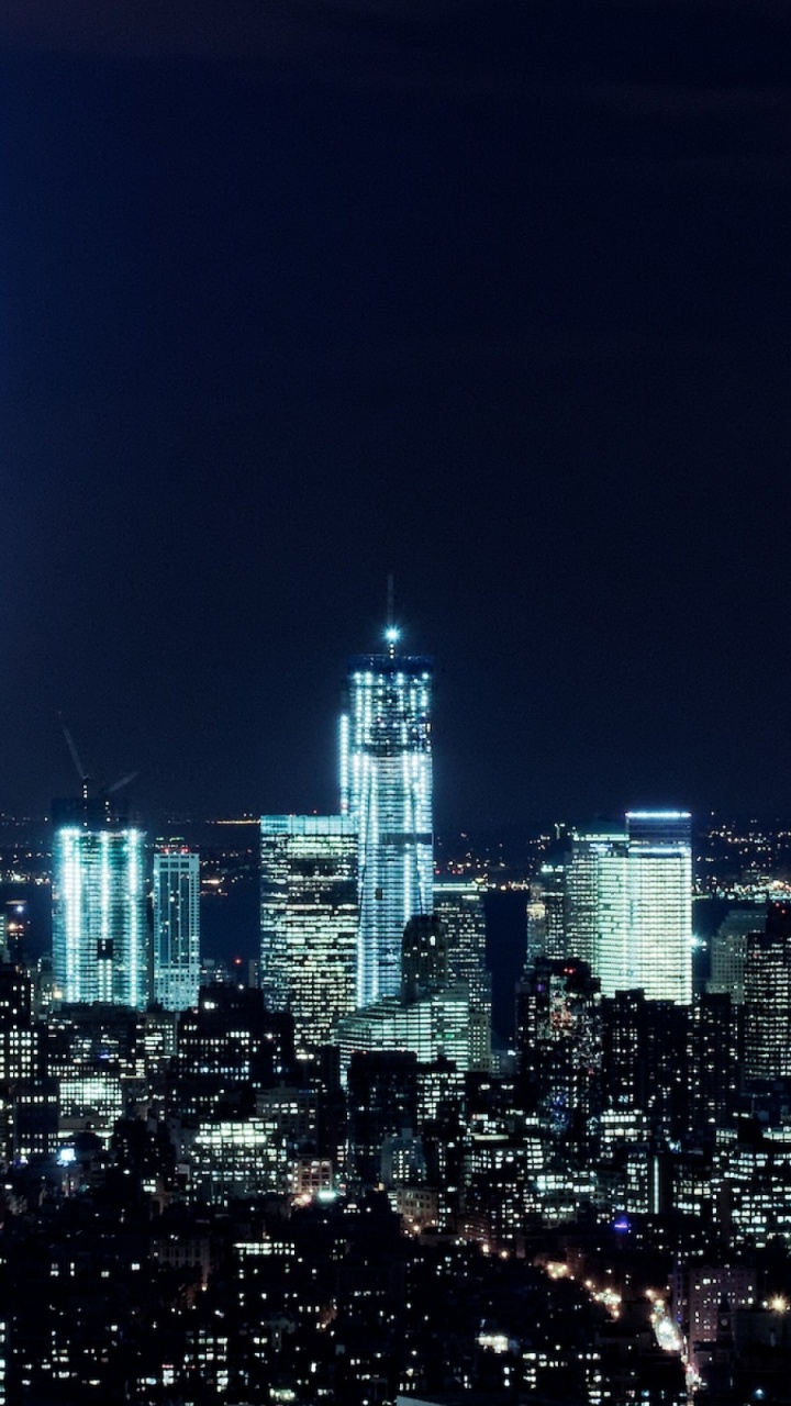 Обои Манхеттен, ночь, город, городской пейзаж, метрополия в разрешении 720x1280