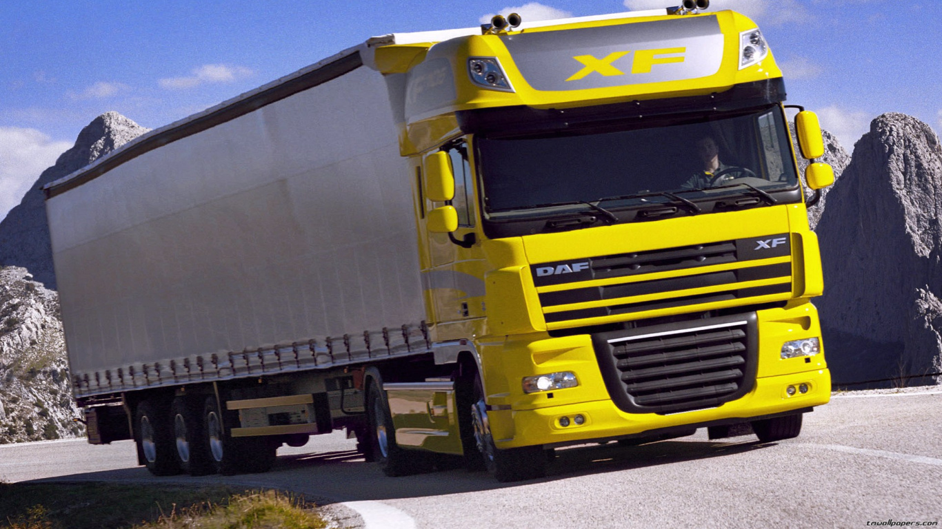 Обои грузовых автомобилей DAF, грузовик, ДАФ ХF, авто, транспорт в разрешении 1366x768