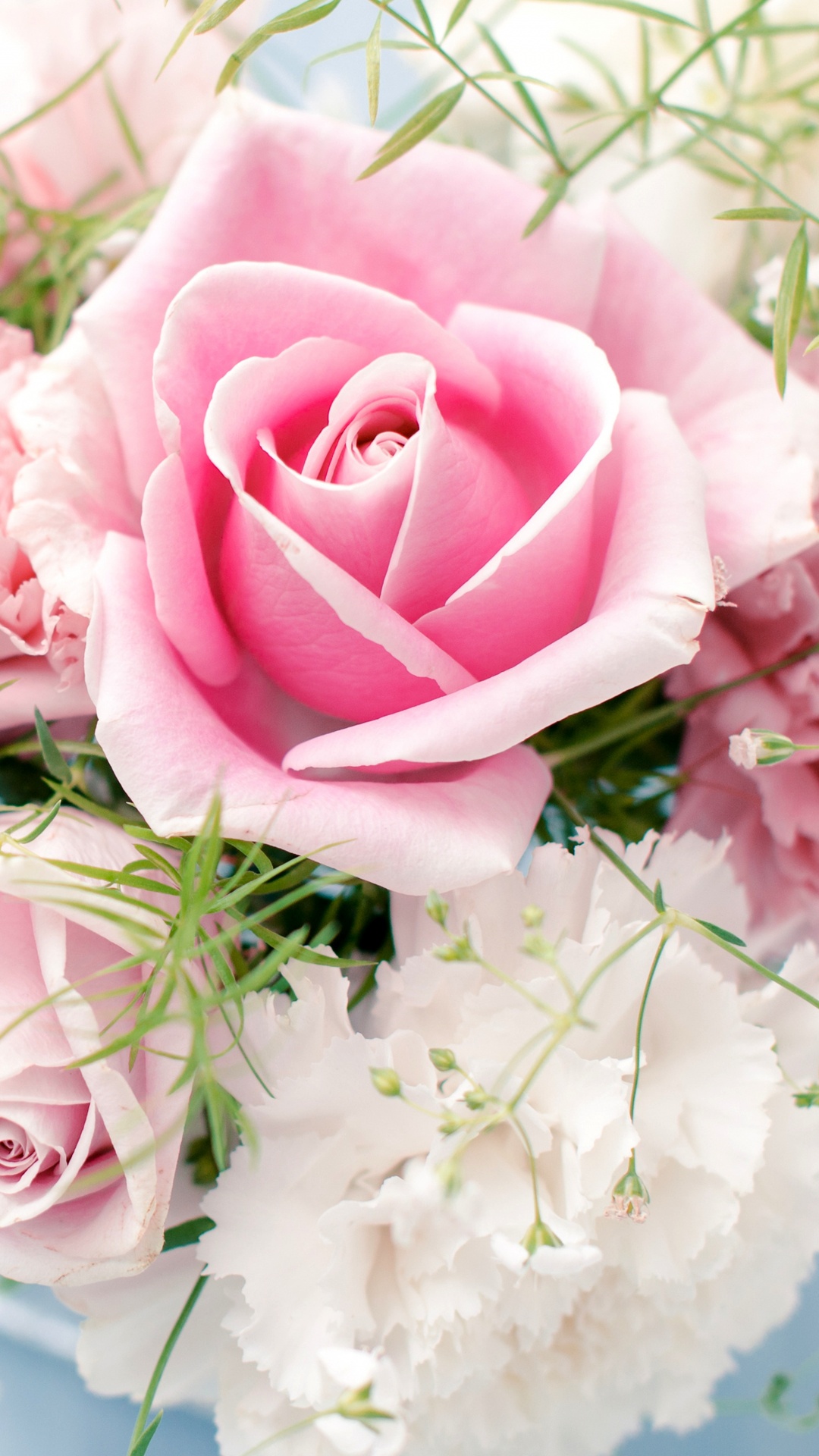 Обои Роза, цветочный букет, розовые цветы, розовый, сад роз в разрешении 1080x1920