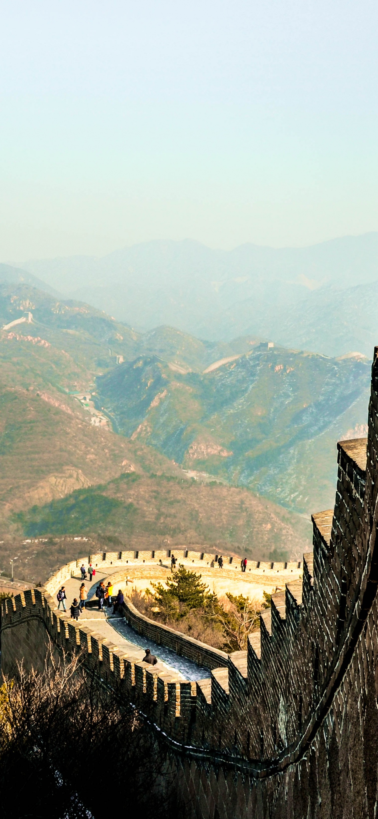 Обои Великая Китайская стена Бадалин, великая Китайская стена, ориентир, стена, гора в разрешении 1242x2688