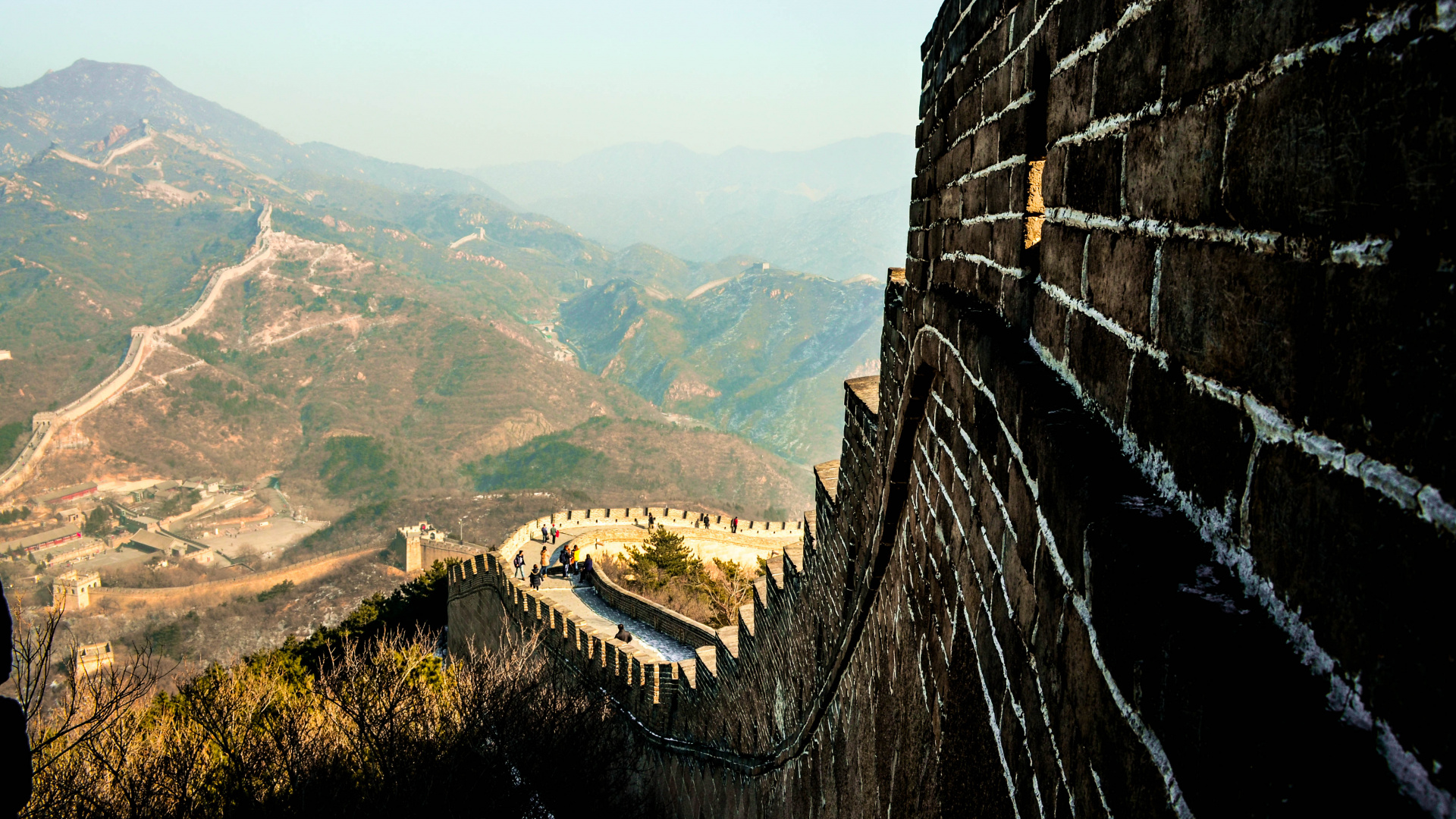 Обои Великая Китайская стена Бадалин, великая Китайская стена, ориентир, стена, гора в разрешении 1920x1080