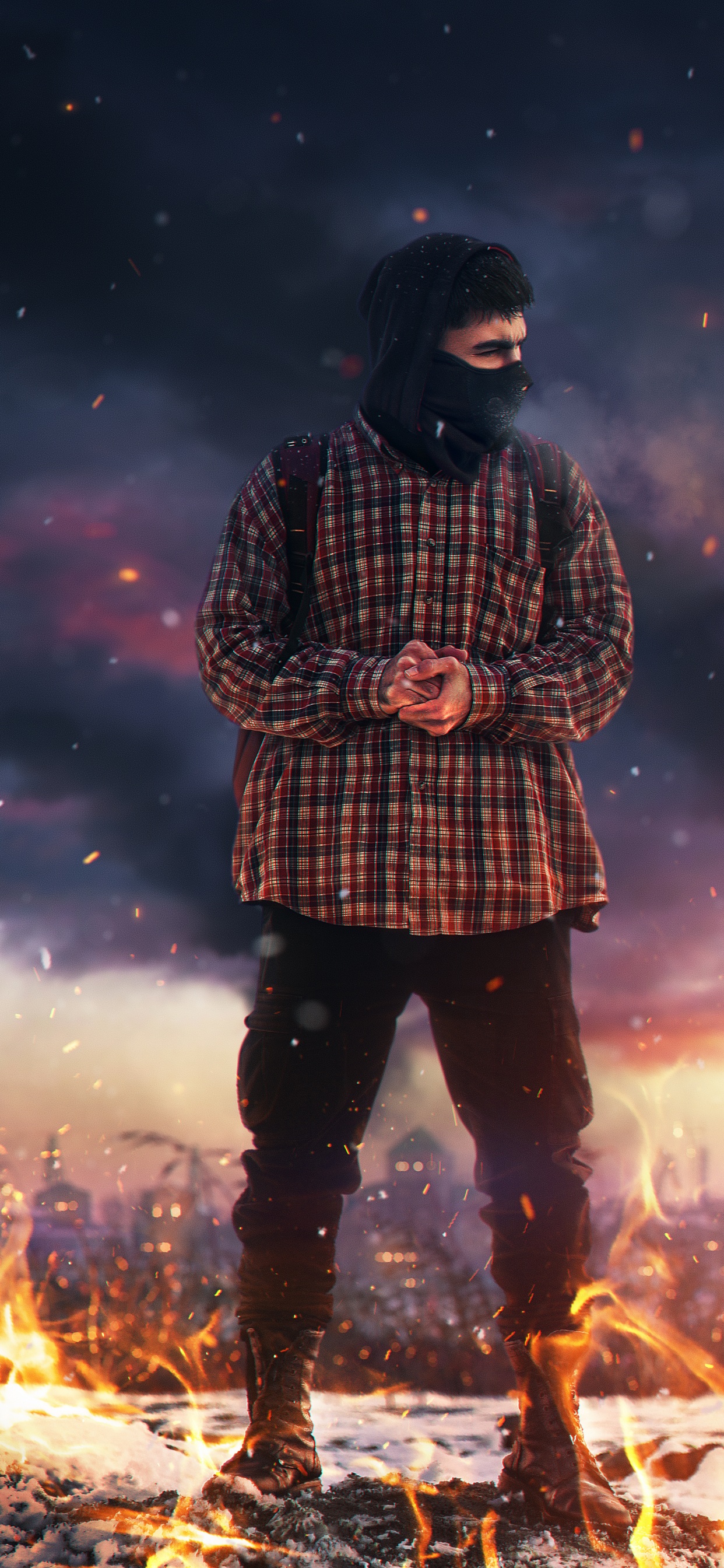 Обои висгун - социальная сеть, человек, шотландка, стояние, Люди в природе в разрешении 1242x2688