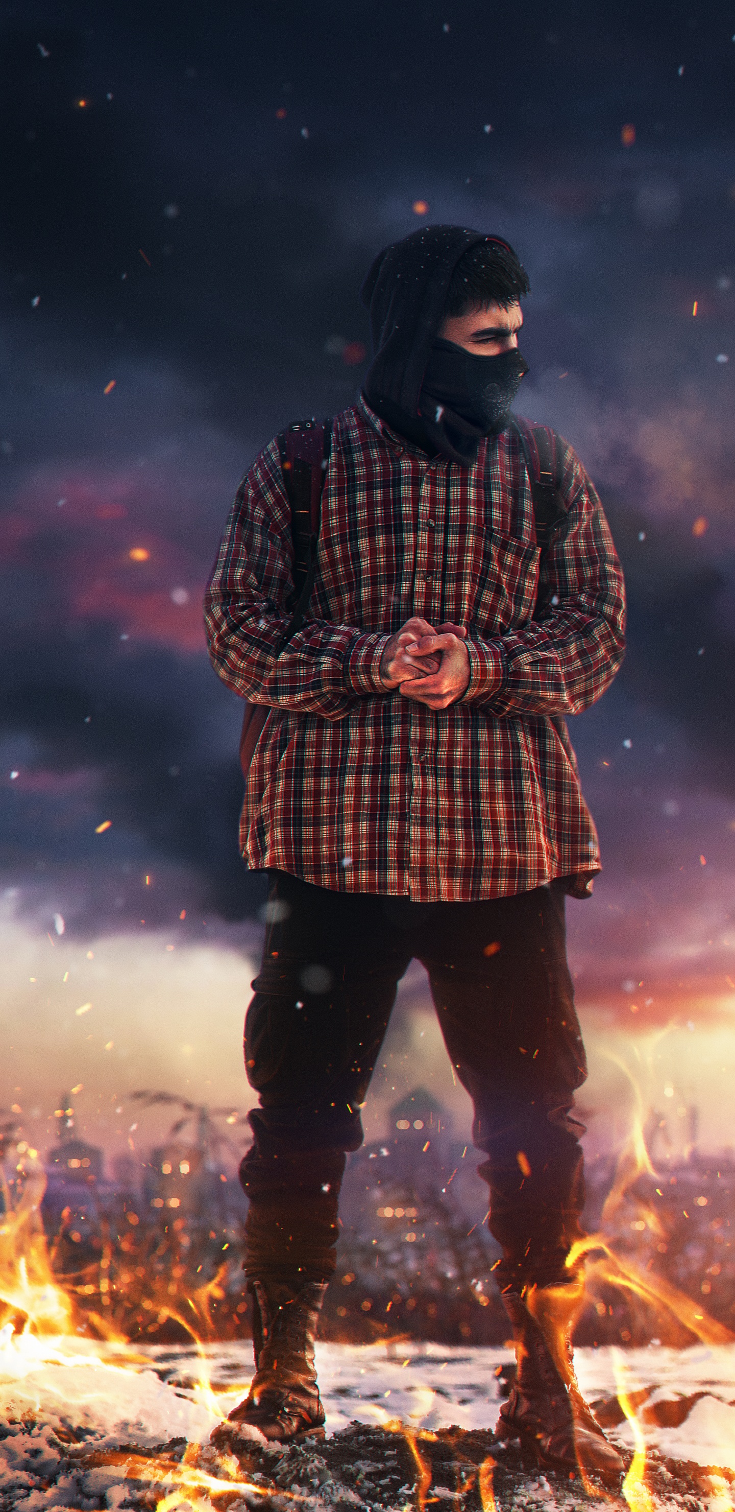 Обои висгун - социальная сеть, человек, шотландка, стояние, Люди в природе в разрешении 1440x2960