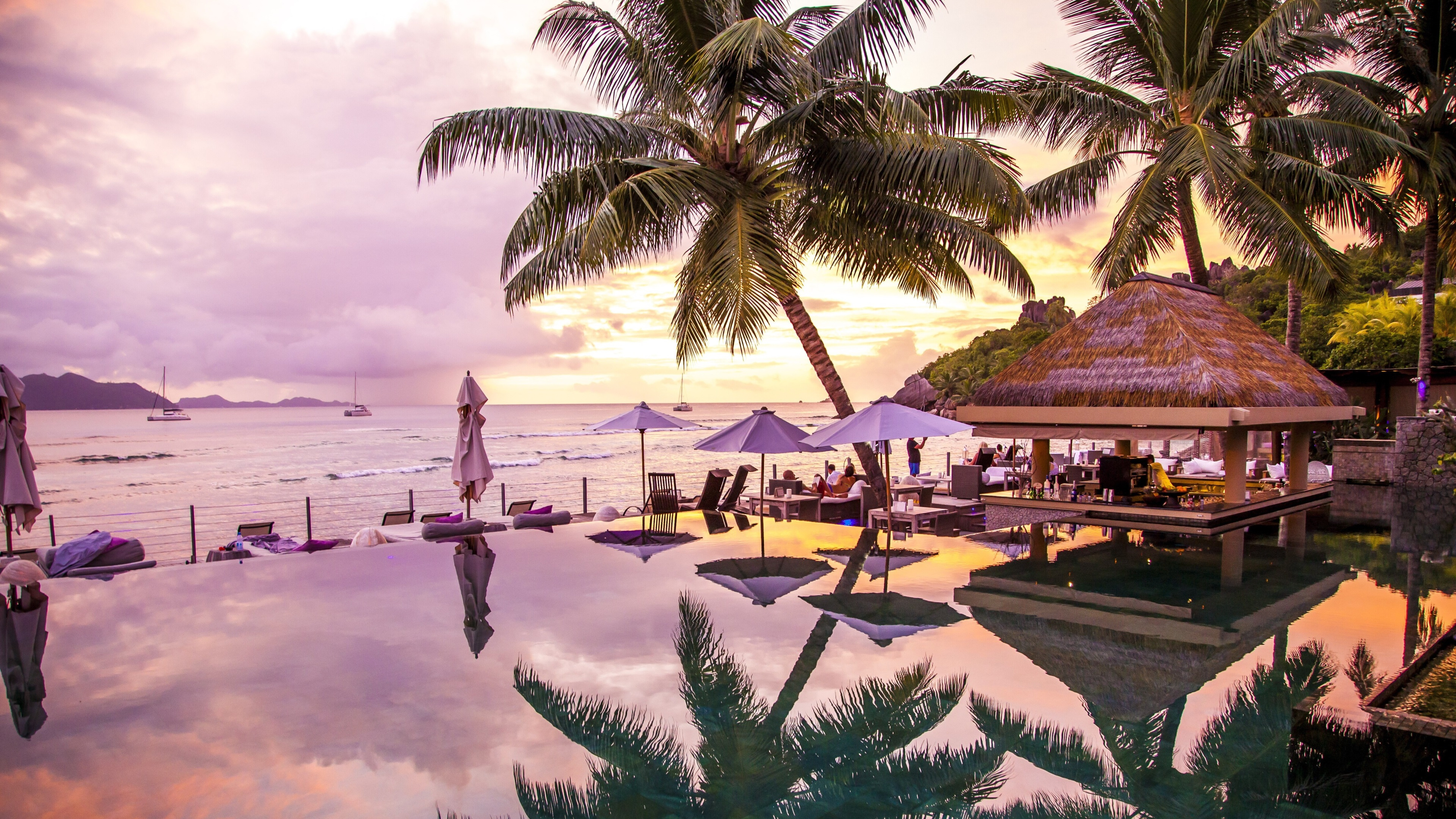 Обои пляж, отпуск, прибежище, Пальма, тропическая зона в разрешении 3840x2160