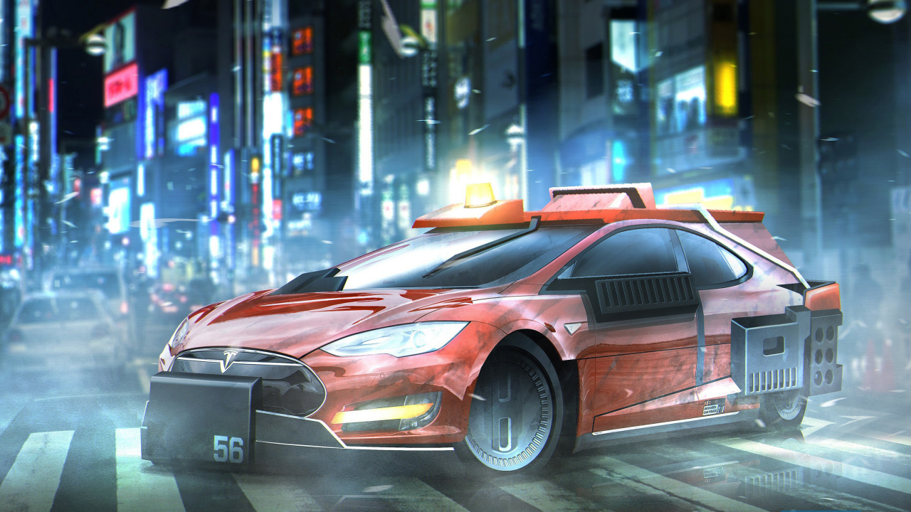 Обои Рик Декард, Tesla Model S, Бегущий По Лезвию, авто, спорткар в разрешении 1280x720