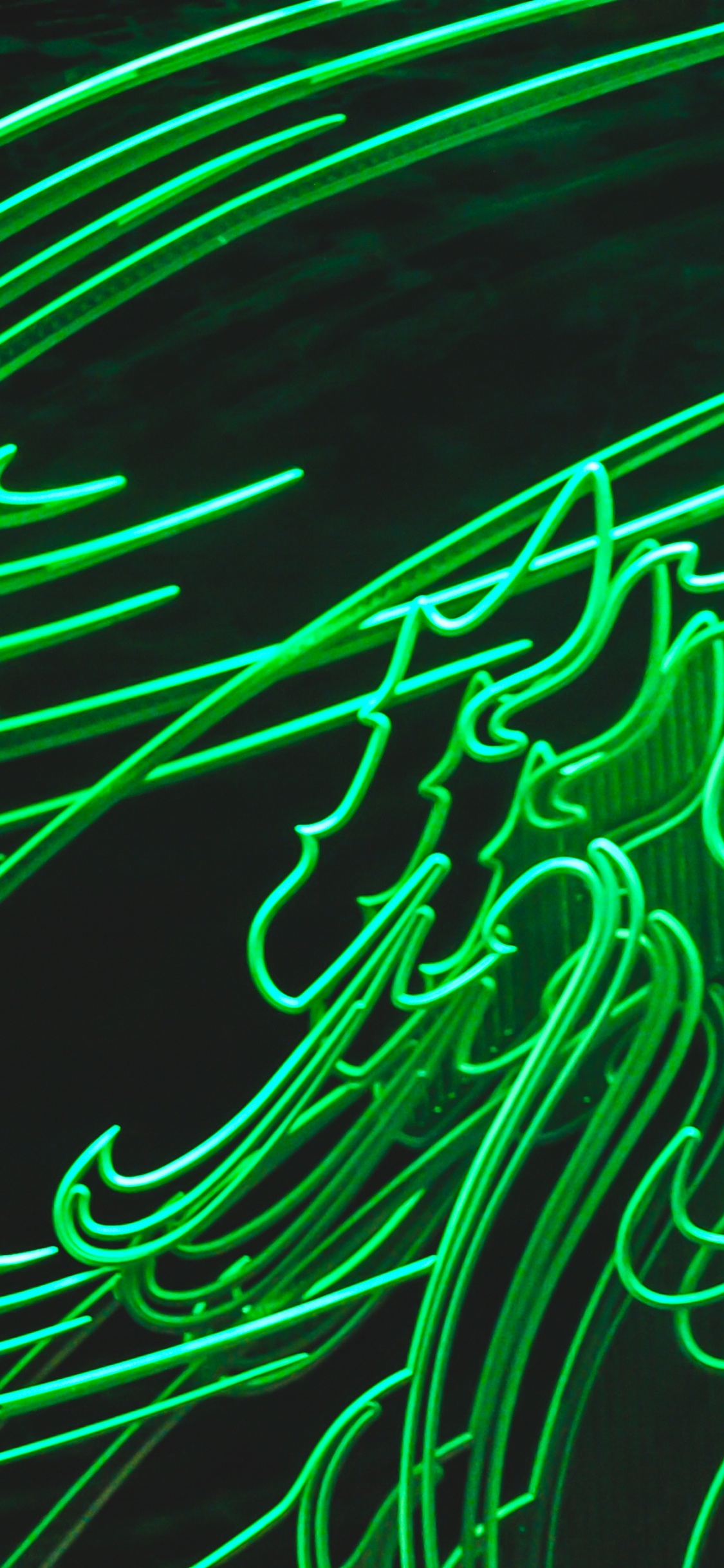 Обои неон, зеленый, линия, узор, дизайн в разрешении 1125x2436
