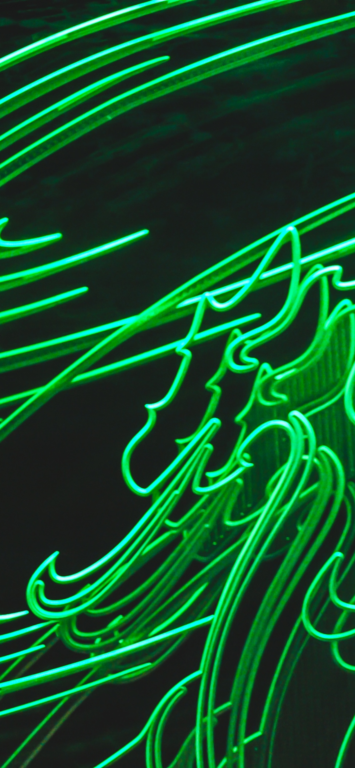 Обои неон, зеленый, линия, узор, дизайн в разрешении 1242x2688