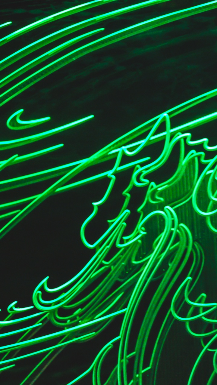 Обои неон, зеленый, линия, узор, дизайн в разрешении 720x1280