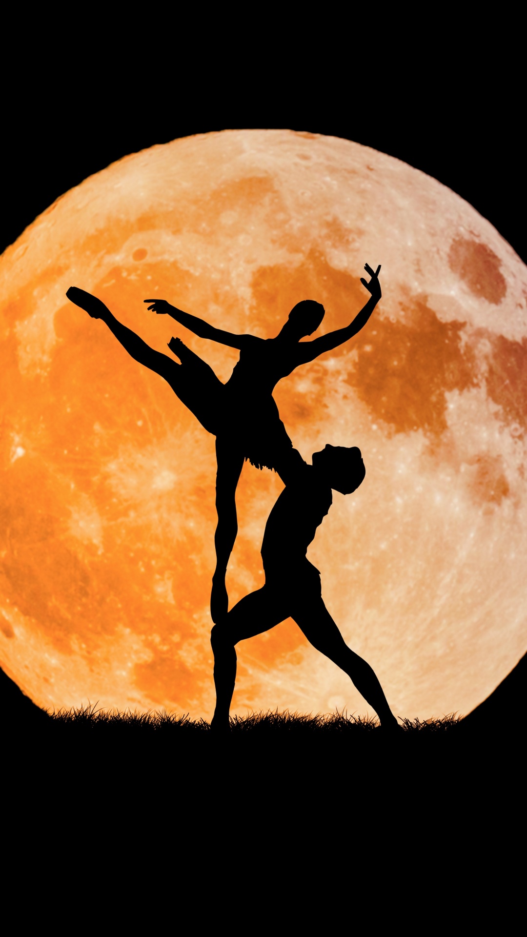 Обои луна, балет, небесное явление, событие, силуэт в разрешении 1080x1920