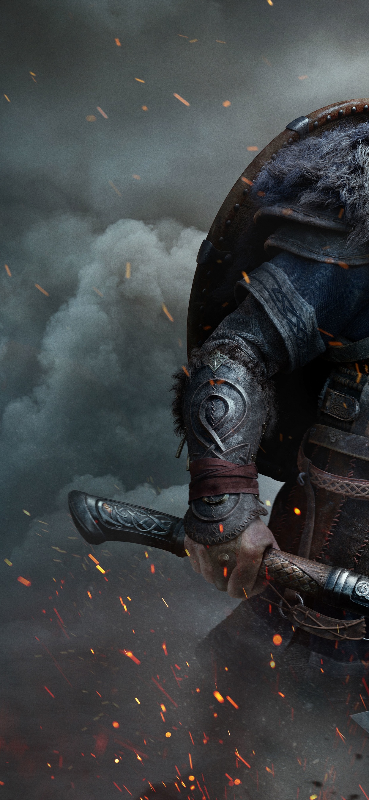 Обои assassins creed valhalla, assassins creed, искусство assassins creed valhalla, ubisoft, playstation 5 в разрешении 1242x2688