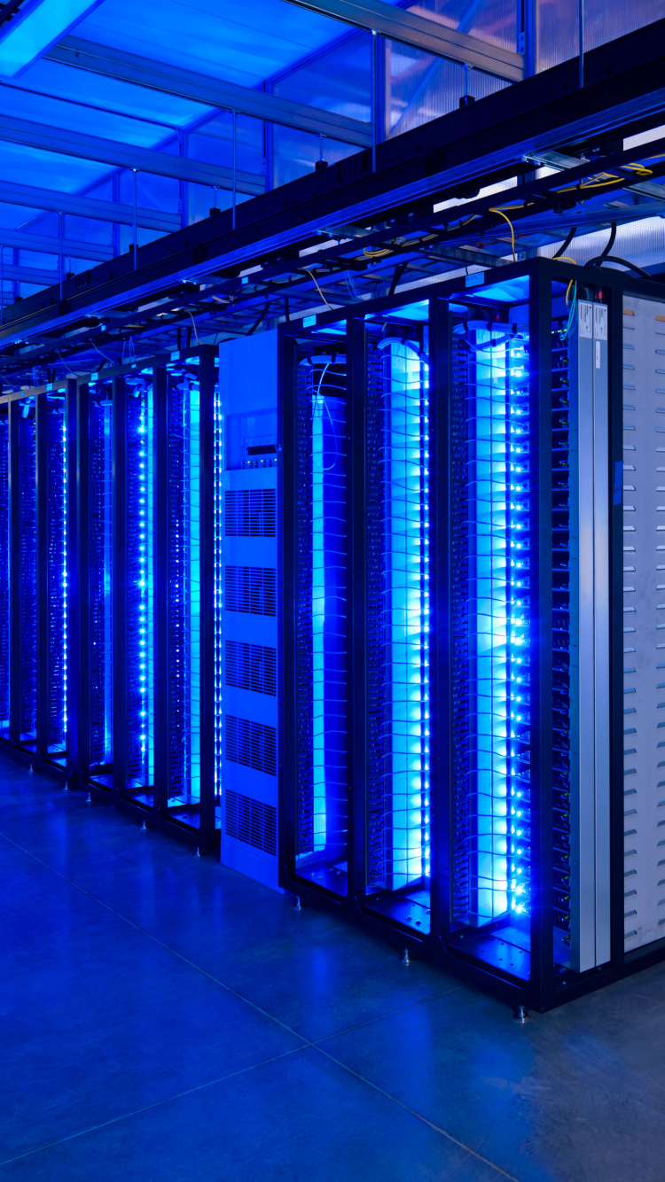 Обои облачные вычисления, центр обработки данных, синий, свет, освещение в разрешении 750x1334