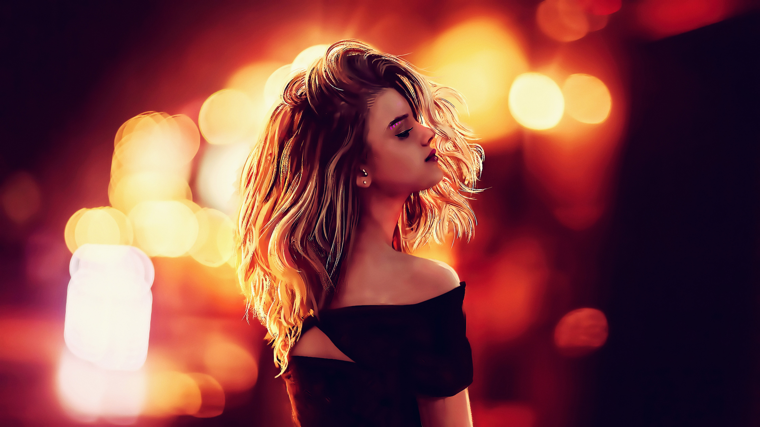 Обои блондин, волосы, красный цвет, красота, свет в разрешении 2560x1440