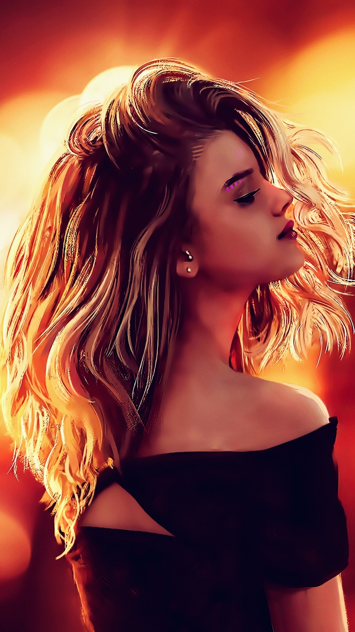 Обои блондин, волосы, красный цвет, красота, свет в разрешении 720x1280