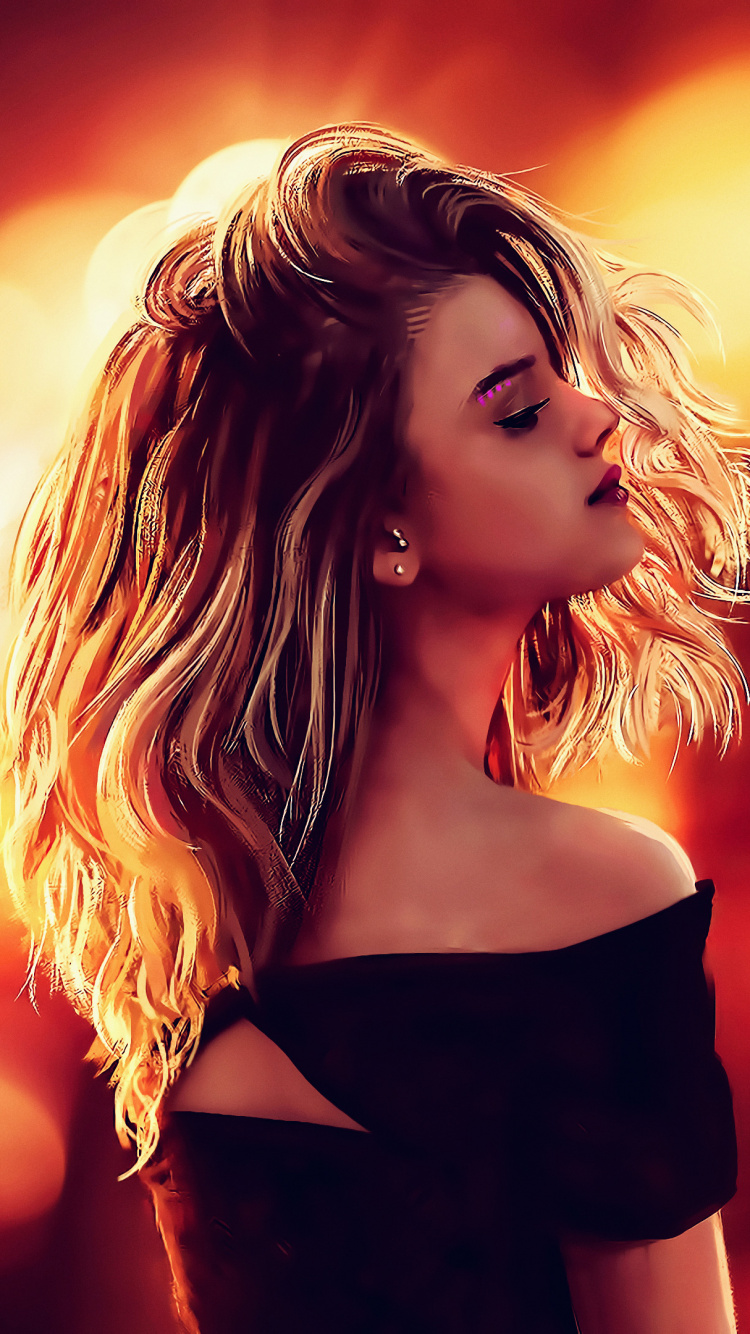 Обои блондин, волосы, красный цвет, красота, свет в разрешении 750x1334