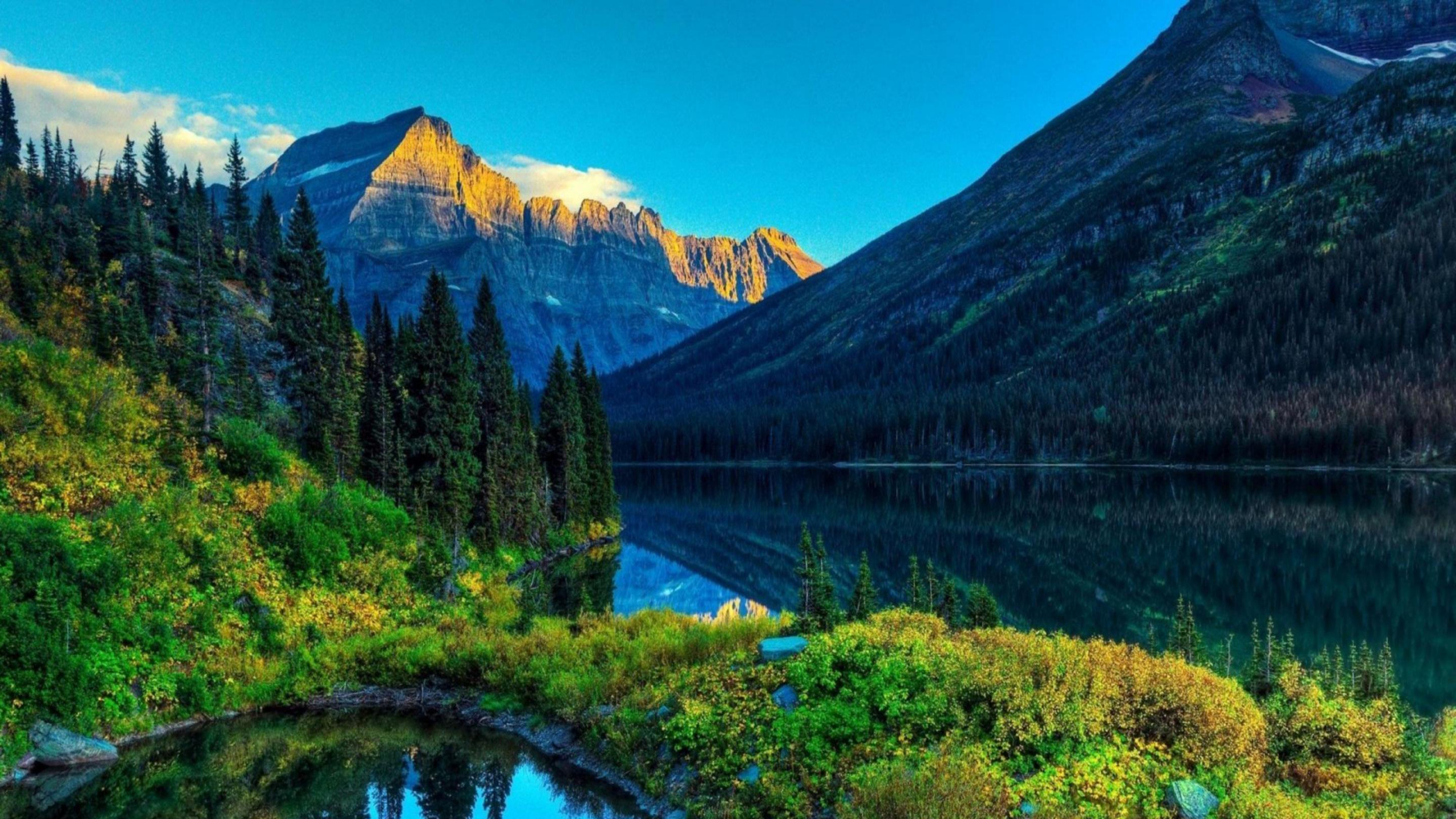 Обои природа, гора, отражение, дикая местность, озеро в разрешении 2560x1440