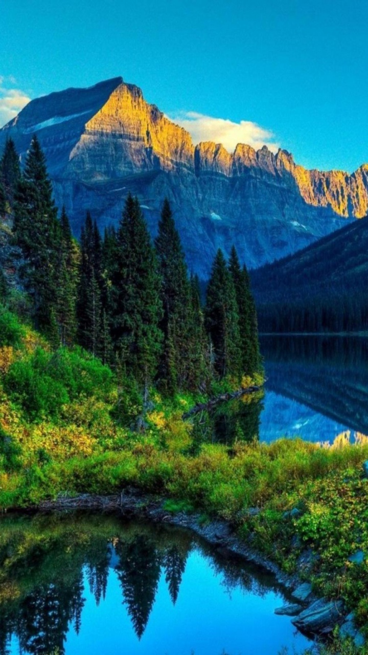 Обои природа, гора, отражение, дикая местность, озеро в разрешении 720x1280