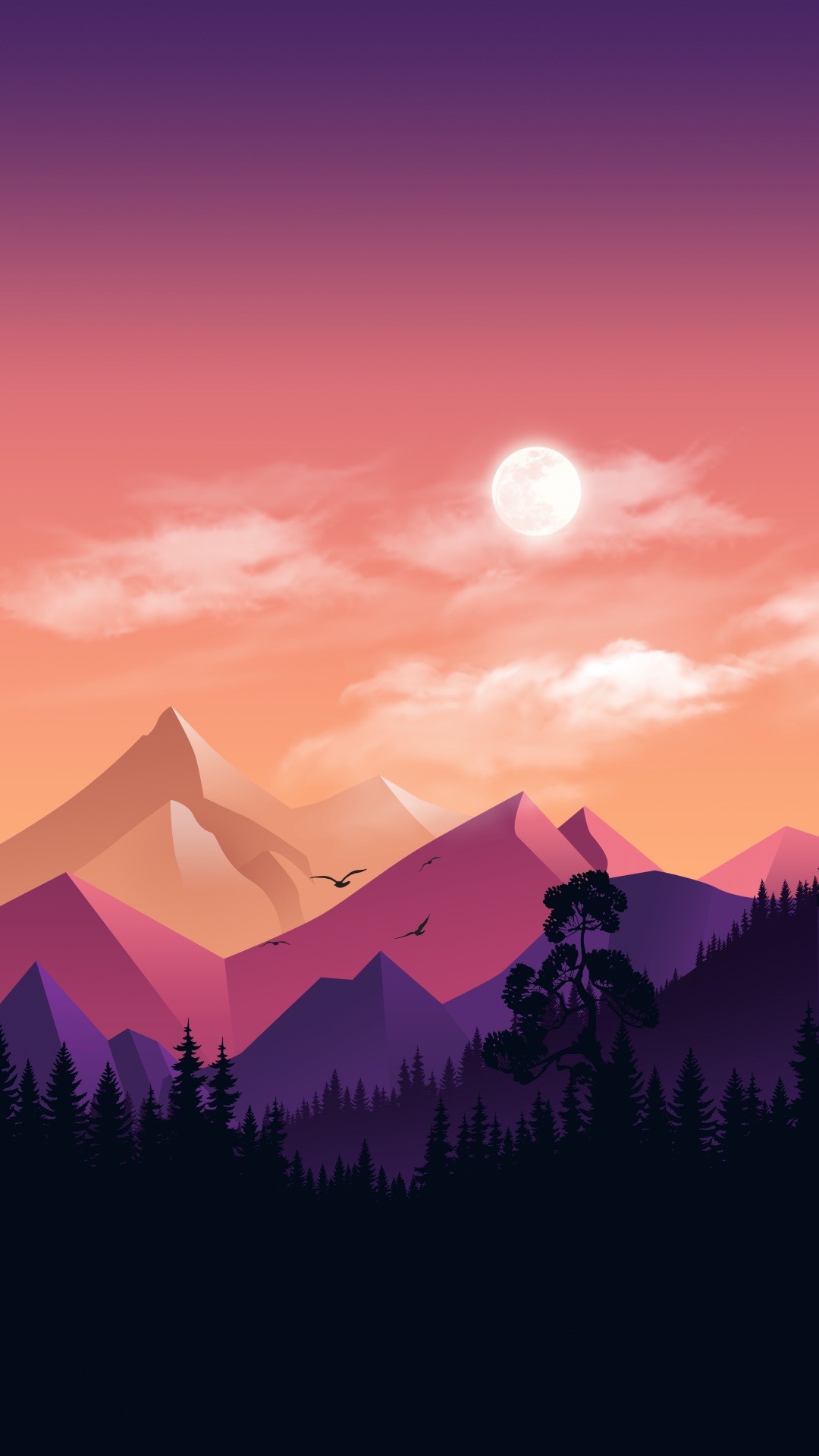 Обои облако, атмосфера, экорегион, гора, послесвечение в разрешении 1080x1920