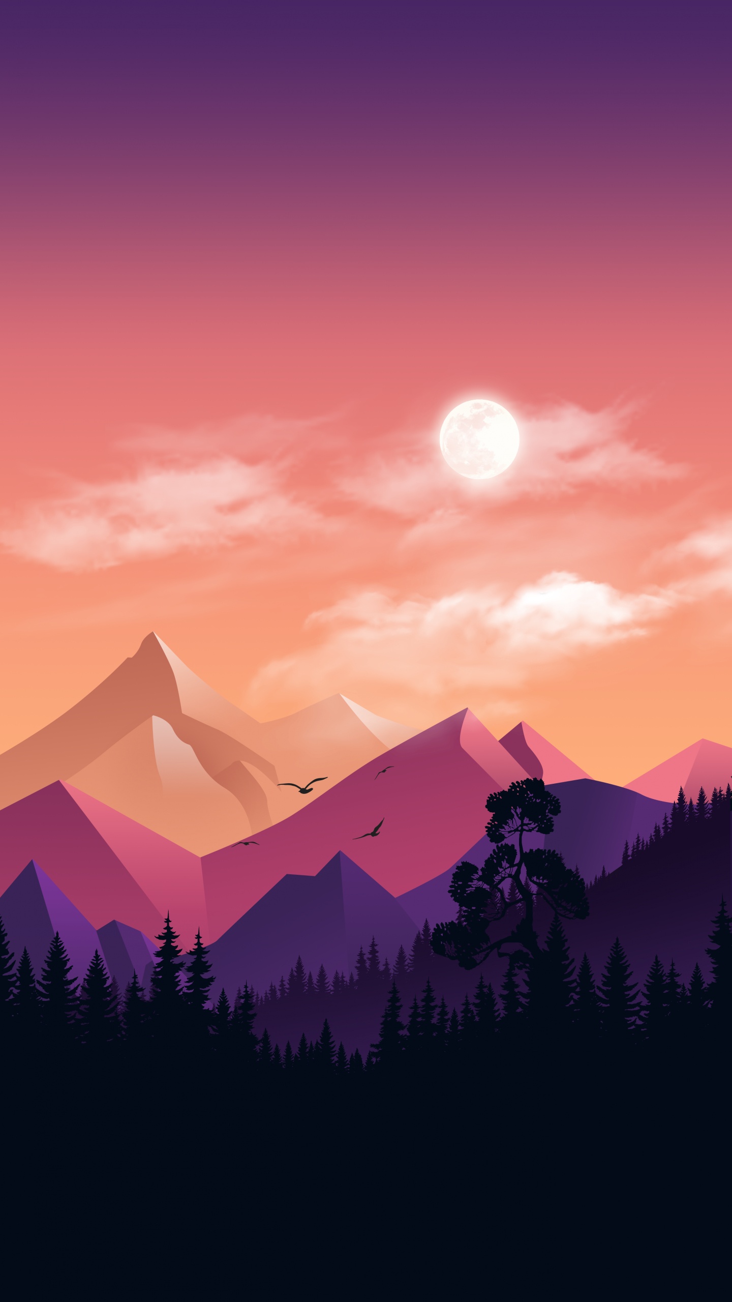 Обои облако, атмосфера, экорегион, гора, послесвечение в разрешении 1440x2560