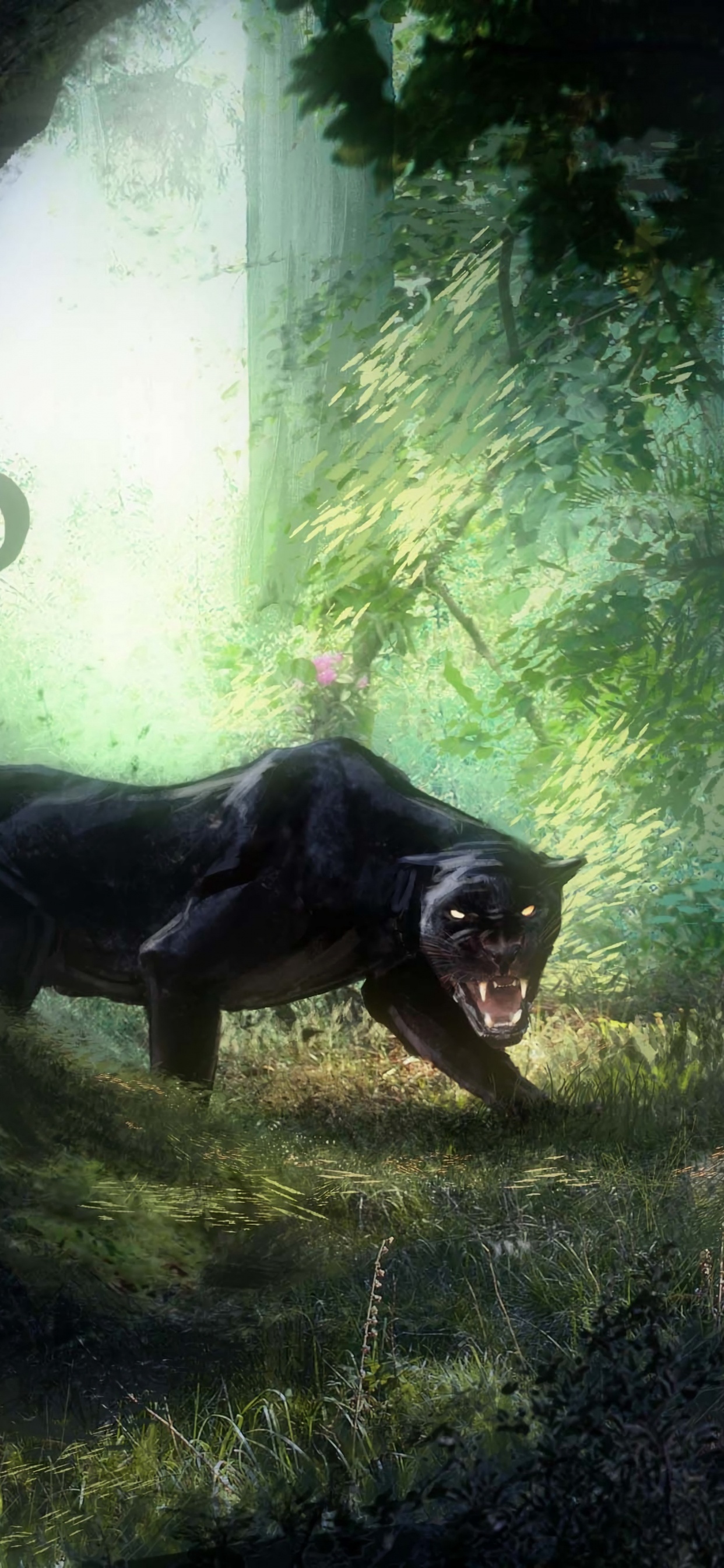 Обои лесистая местность, живопись, темнота, фан арт, артист в разрешении 1242x2688