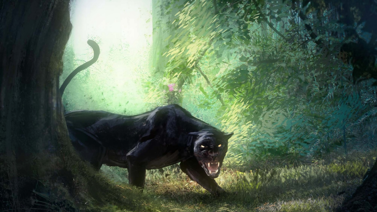 Обои лесистая местность, живопись, темнота, фан арт, артист в разрешении 1280x720