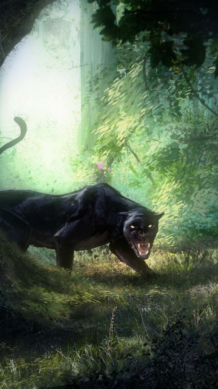 Обои лесистая местность, живопись, темнота, фан арт, артист в разрешении 720x1280