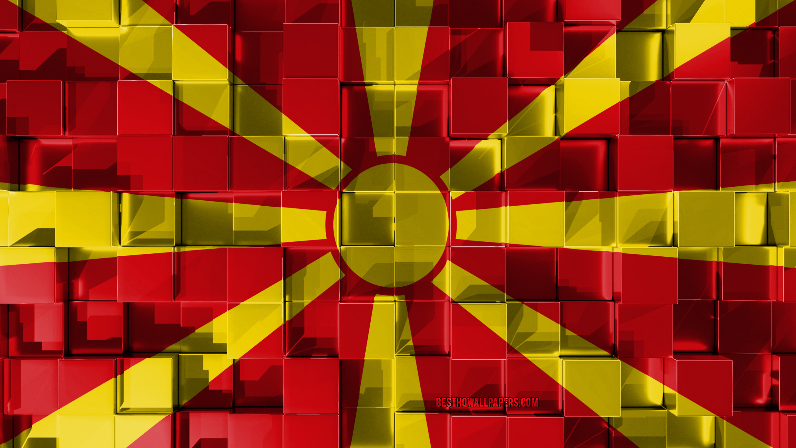 Обои симметрия, красный цвет, узор, желтый, красочность в разрешении 2560x1440
