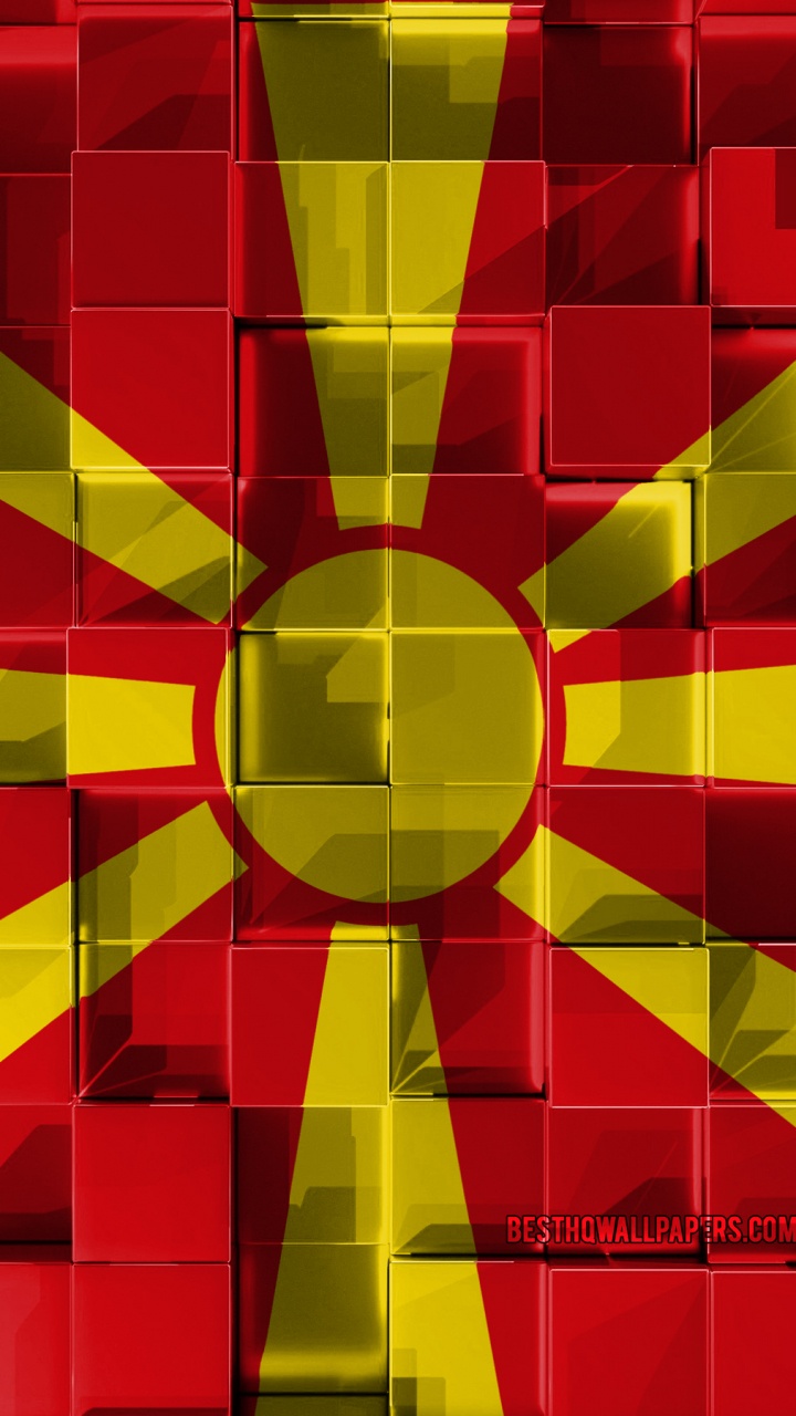 Обои симметрия, красный цвет, узор, желтый, красочность в разрешении 720x1280