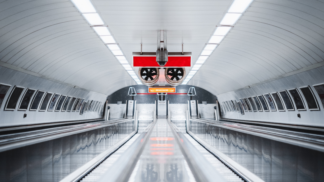 Обои эскалатор, скоростной транспорт, транспорт, городской район, линия в разрешении 1366x768