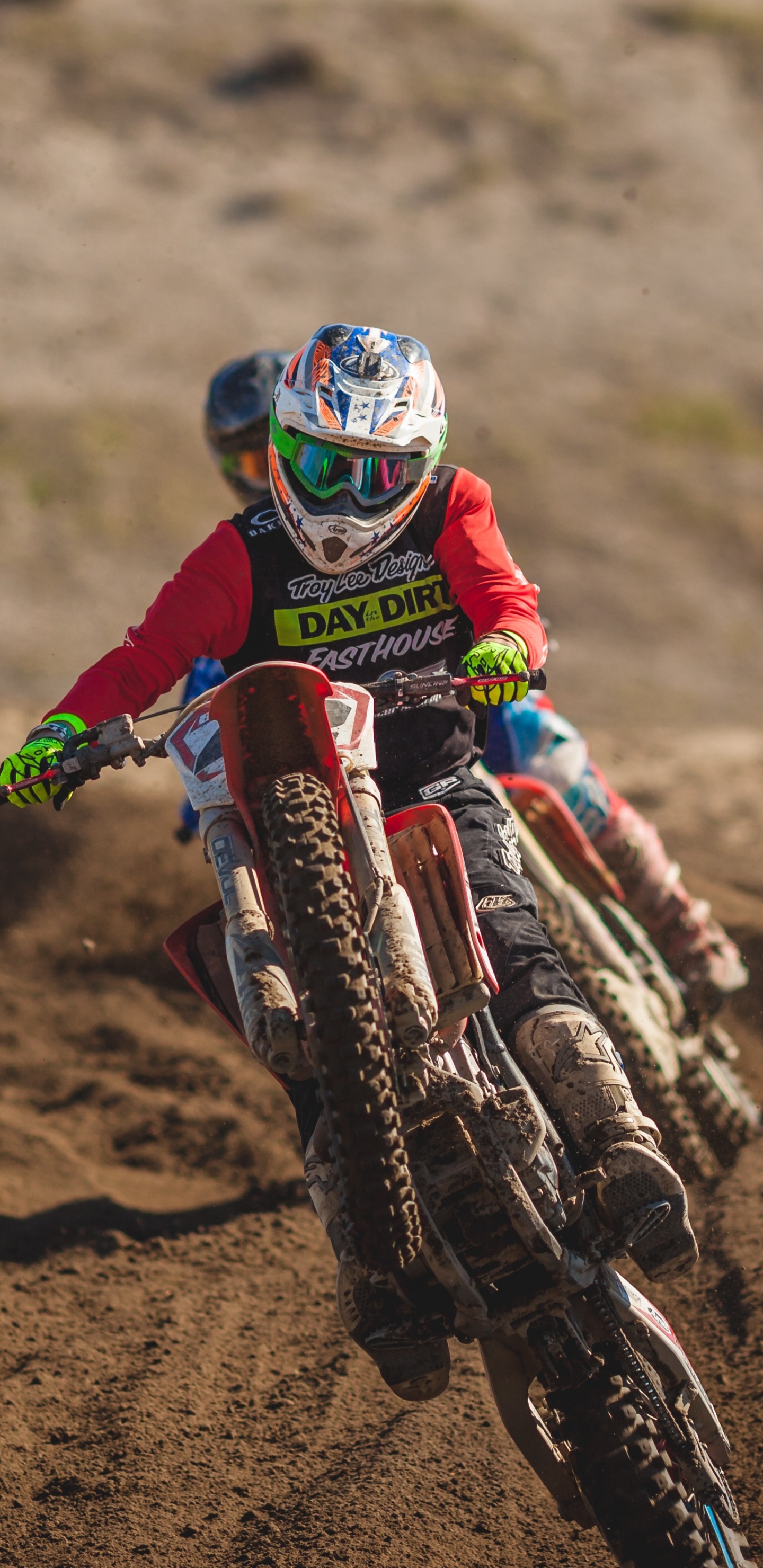 Обои мотоцикл, мотокросс, занятие спортом, почва, гоночный в разрешении 1440x2960