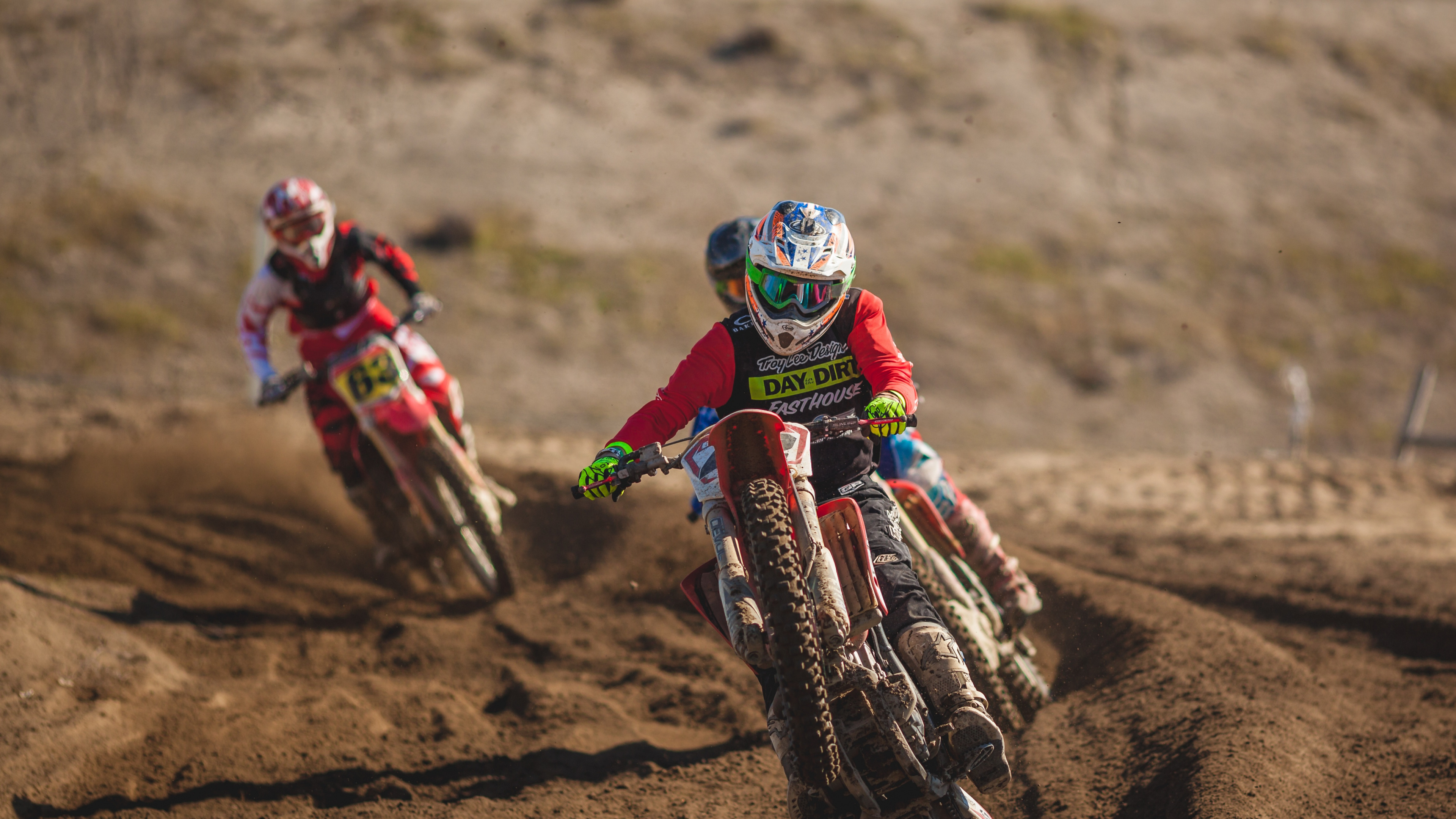 Обои мотоцикл, мотокросс, занятие спортом, почва, гоночный в разрешении 3840x2160