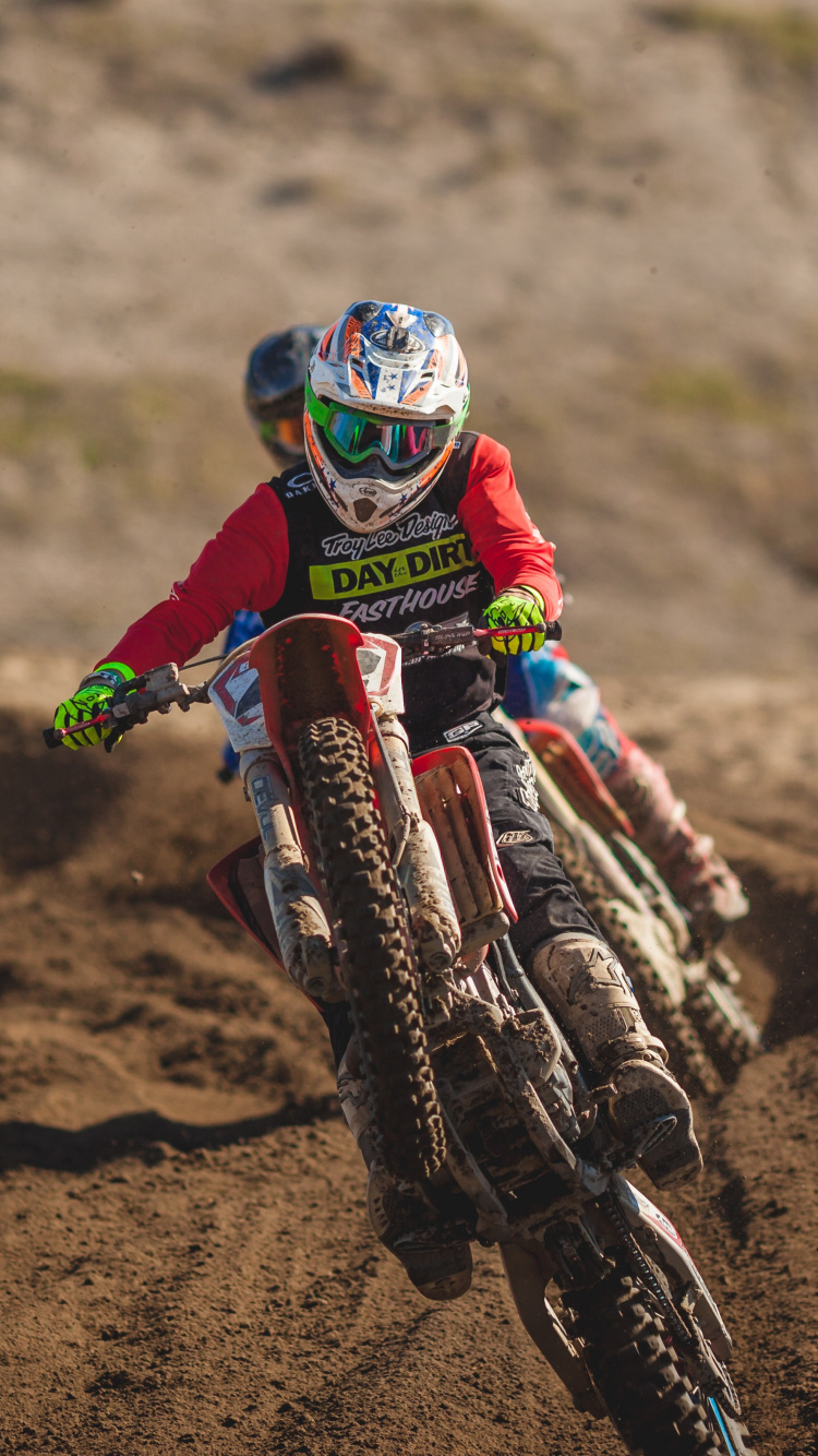 Обои мотоцикл, мотокросс, занятие спортом, почва, гоночный в разрешении 750x1334