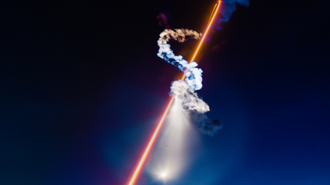 Обои ракета, SpaceX, запуск ракеты, свет, атмосфера в разрешении 1366x768