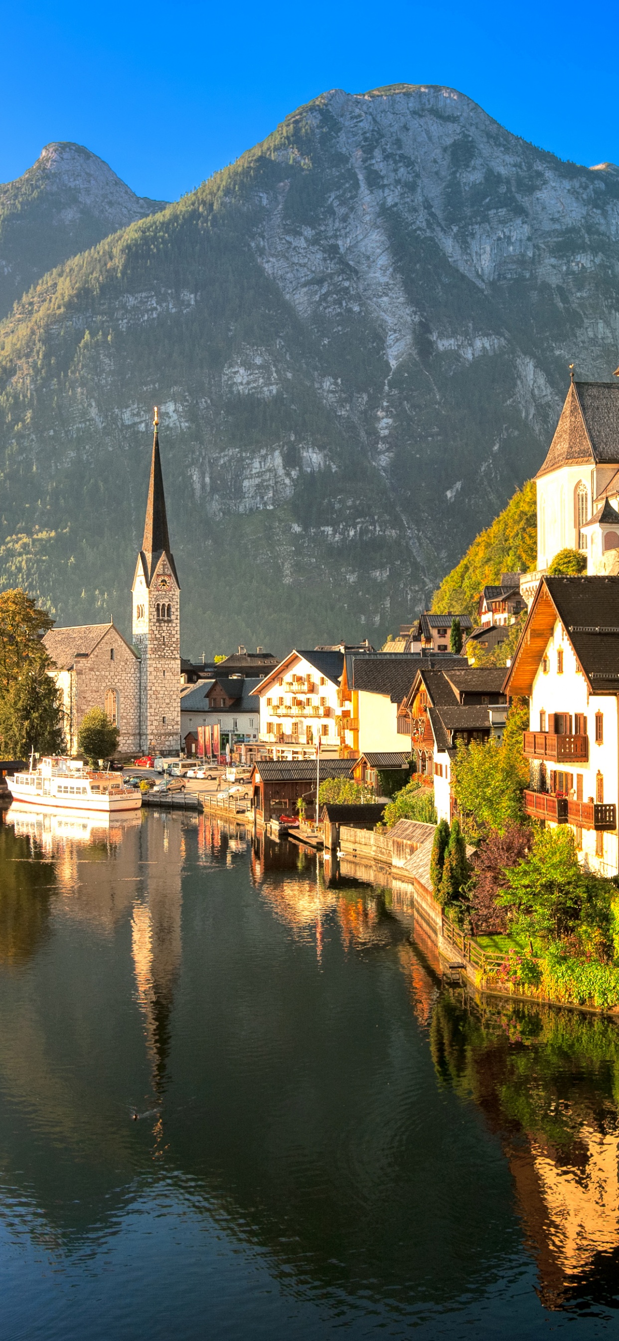 Обои гальштат, путешествие, горная деревня, природа, гора в разрешении 1242x2688