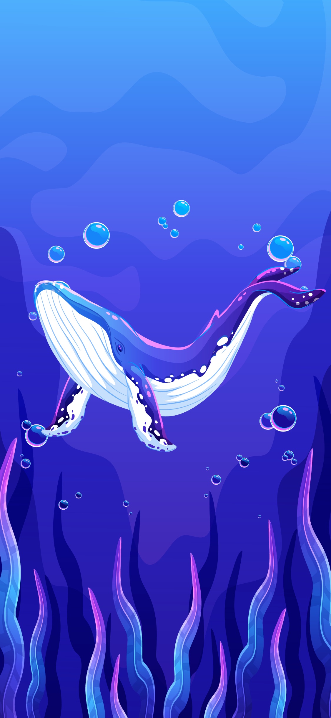 Обои вода, синий, лазурный, пурпур, жидкий в разрешении 1125x2436