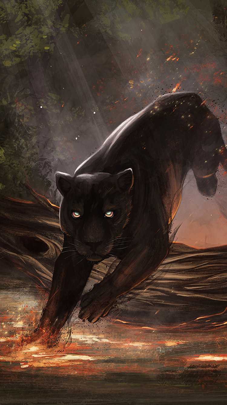 Обои огненный ягуар, Ягуар, растение, экорегион, Люди в природе в разрешении 750x1334