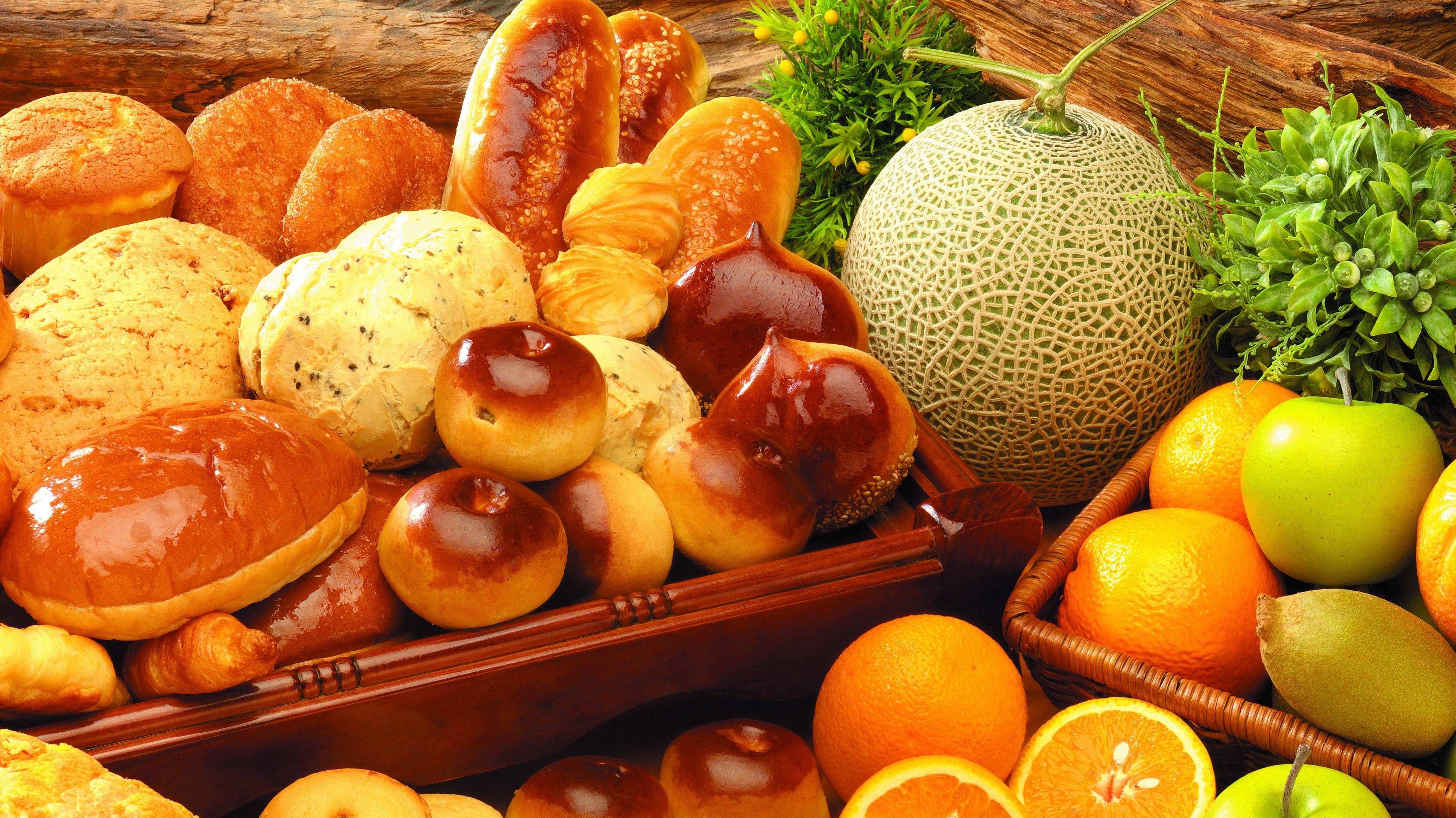 Обои пища, хлеб, овощ, природные продукты, фрукты в разрешении 3840x2160
