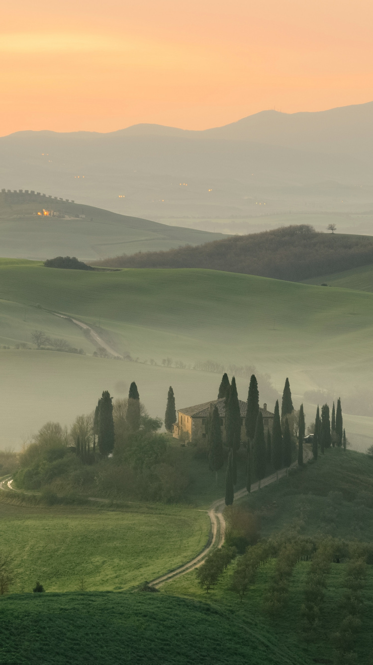 Обои природа, природный ландшафт, зеленый, холм, утро в разрешении 750x1334