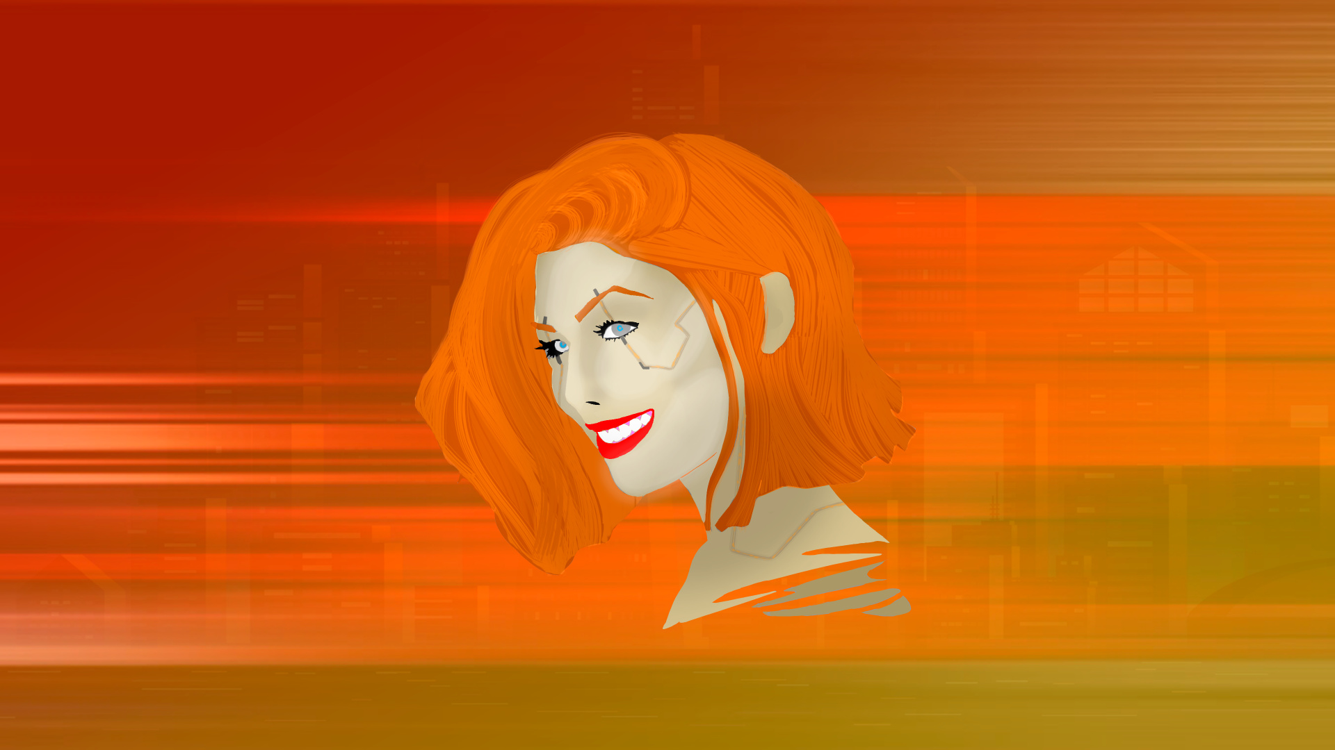 Обои фэнтези, игра, Киберпанк 2077, арт, Оранжевый цвет в разрешении 1920x1080