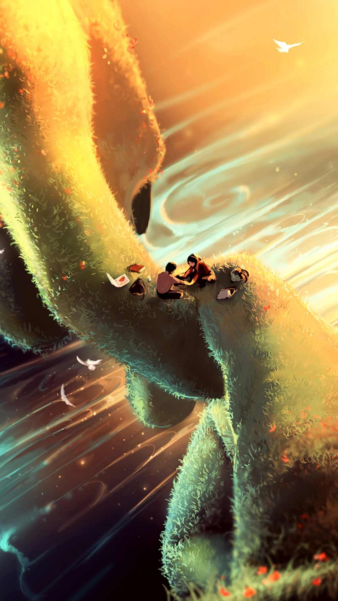 Обои живопись, цифровое искусство, вода, цифровая живопись, произведение искусства в разрешении 1080x1920