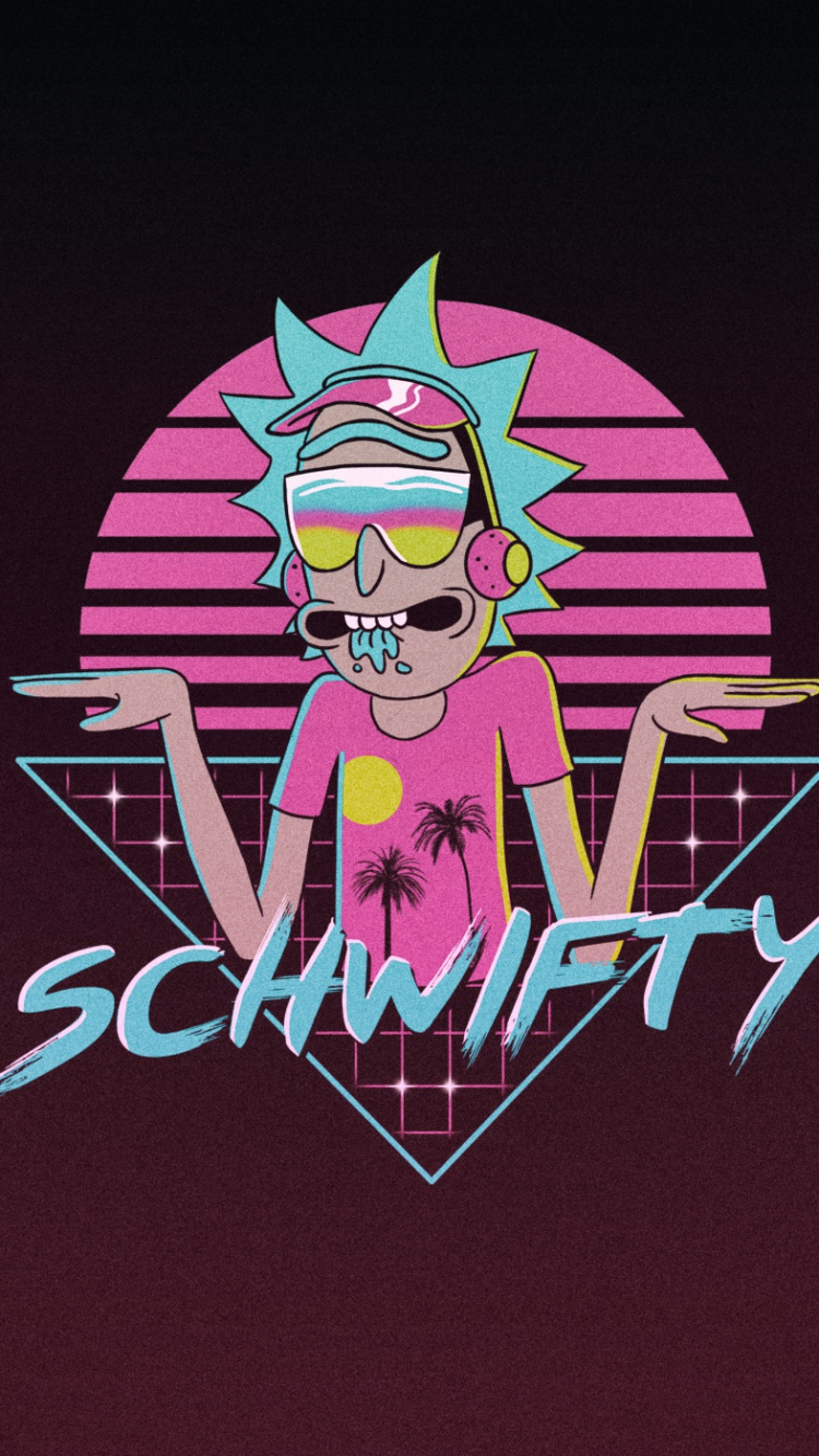 Обои Рик Санчез, графический дизайн, текст, розовый, лого в разрешении 750x1334