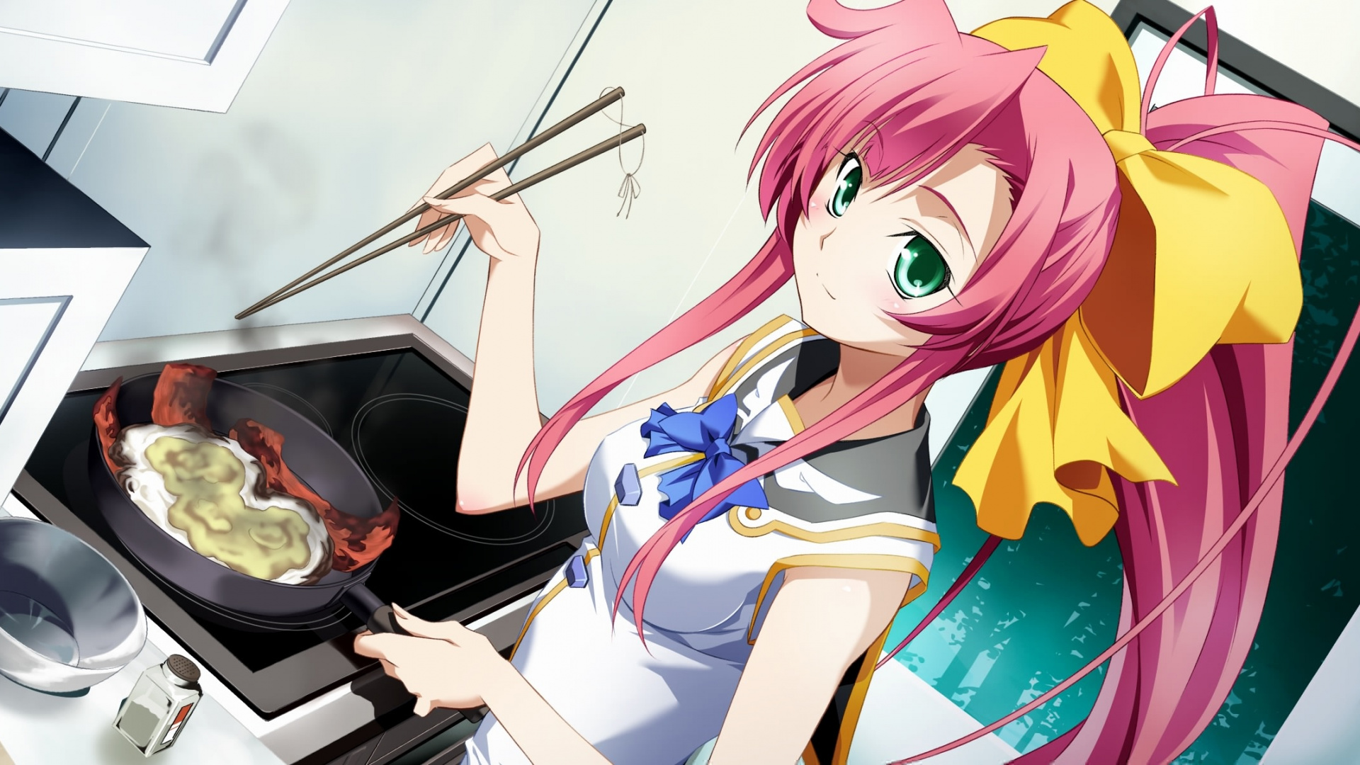 Обои аниме, мультфильм, иллюстрация, длинные волосы, рот в разрешении 1920x1080