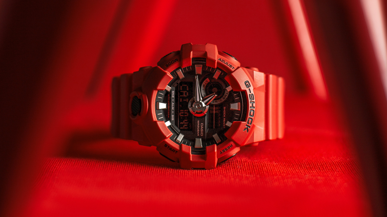 Обои часы, красный цвет, Представление, производительность в разрешении 1280x720