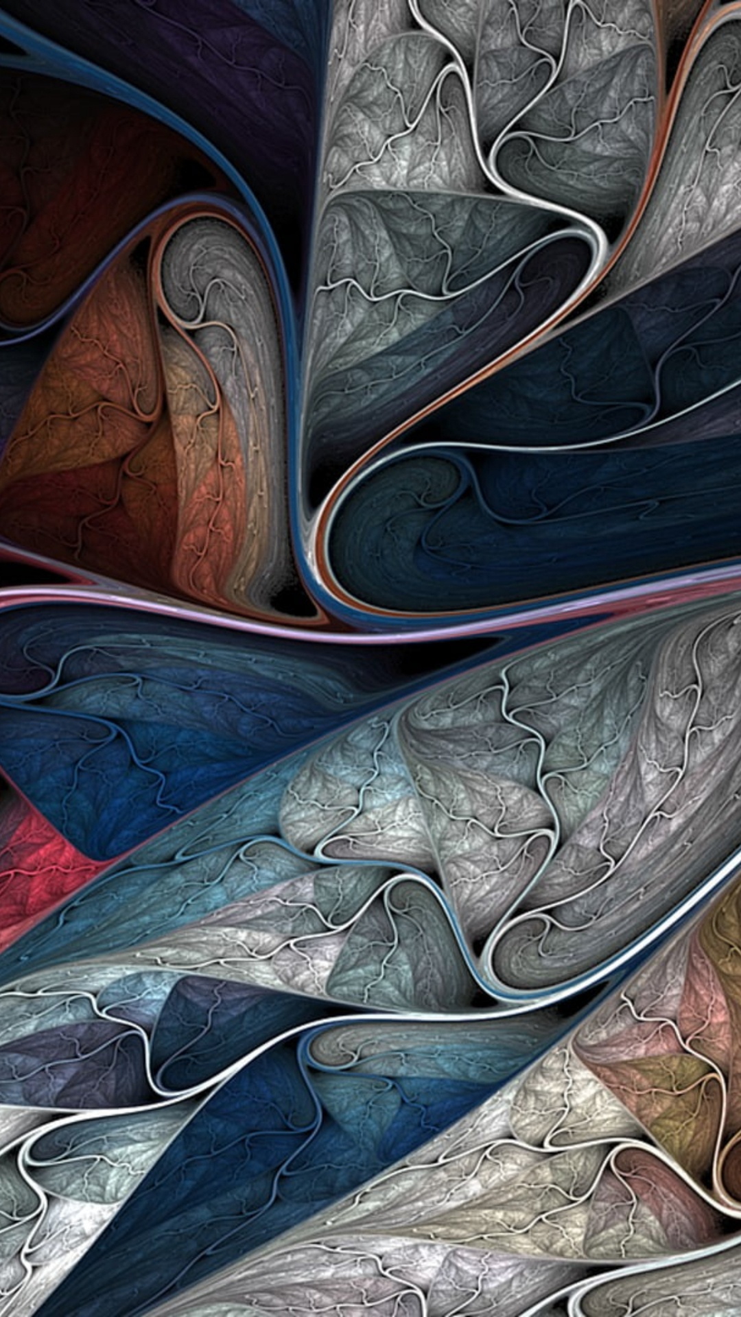 Обои фрактал, фрактальное искусство, абстрактное искусство, коричневый цвет, художественная краска в разрешении 1080x1920
