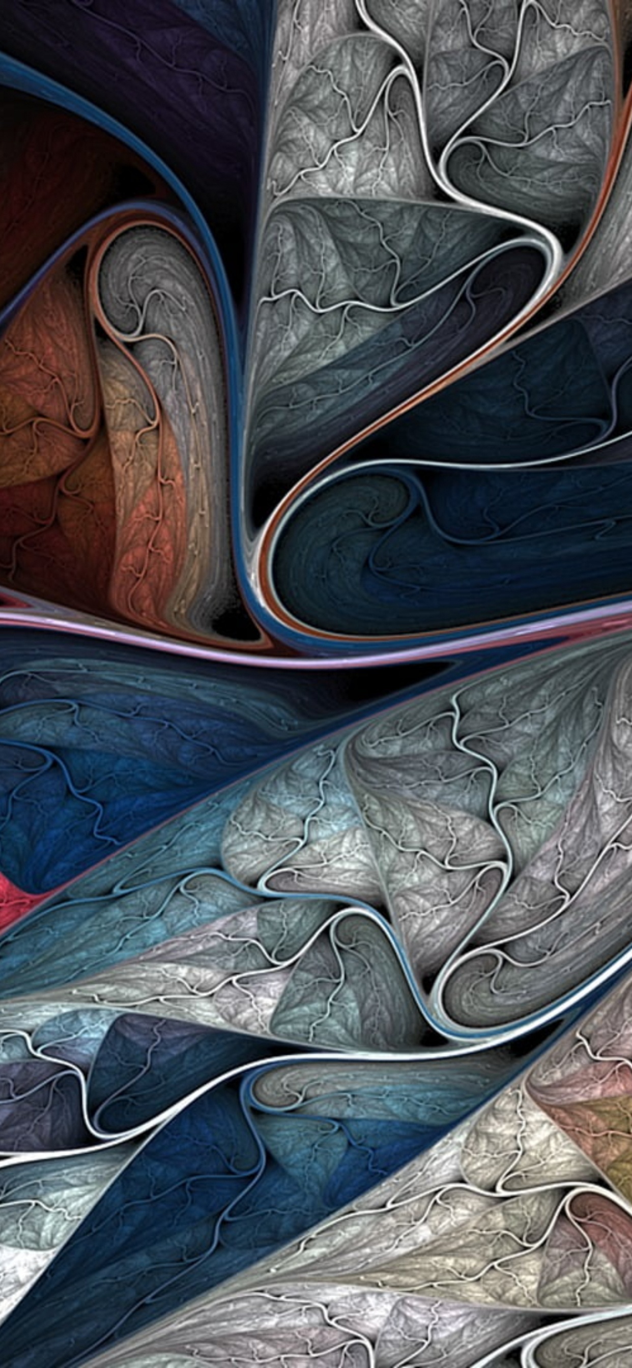 Обои фрактал, фрактальное искусство, абстрактное искусство, коричневый цвет, художественная краска в разрешении 1242x2688